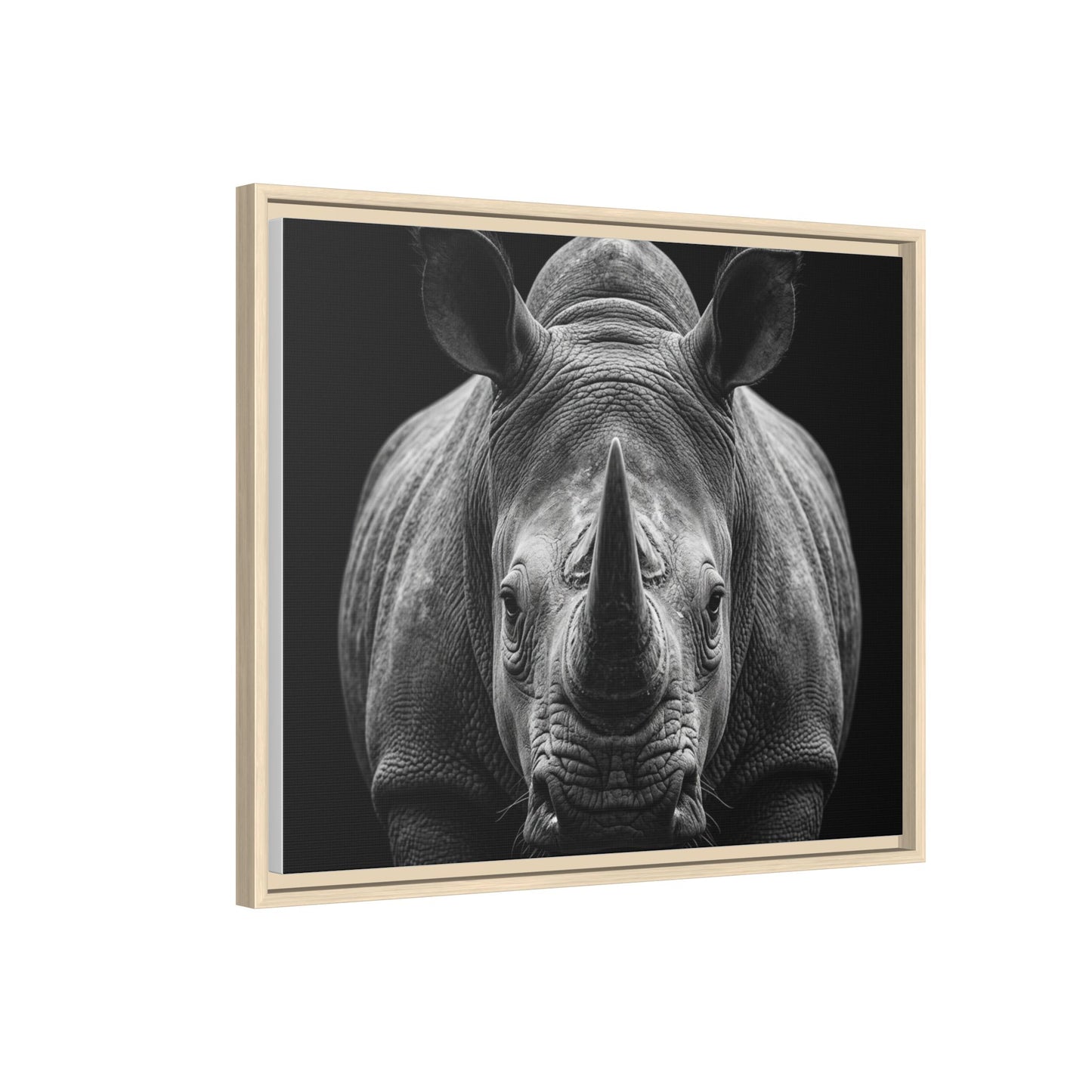 Framed Canvas Print — Rhinoceros In Black