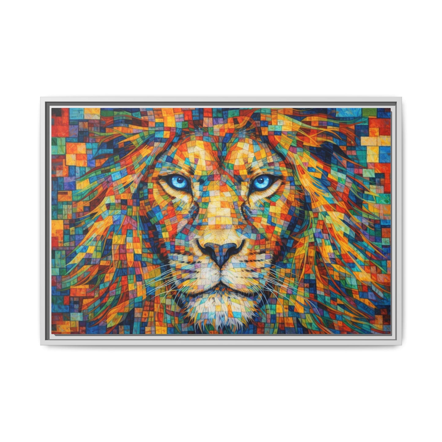 Framed Canvas Print — Lion's Gaze