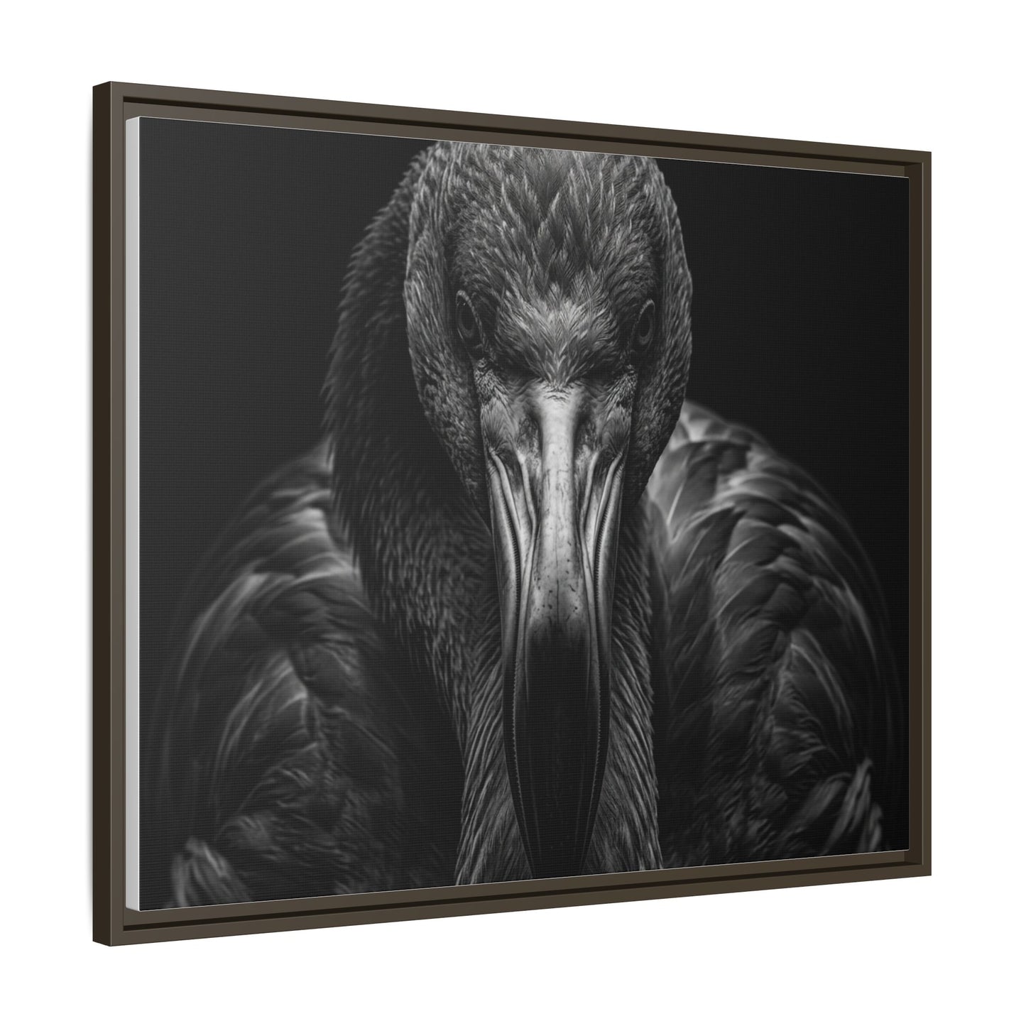 Framed Canvas Print — Flamingo In Black