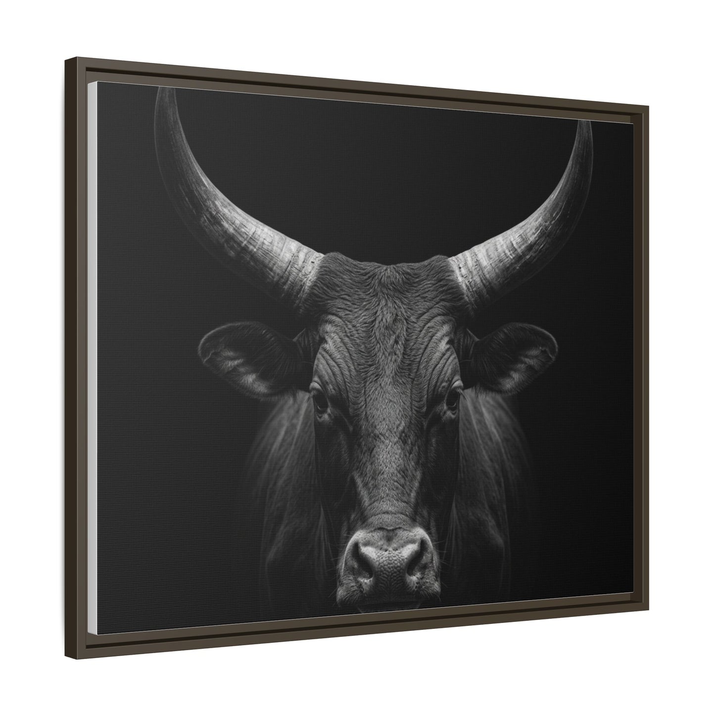 Framed Canvas Print — Ankole Cow In Black