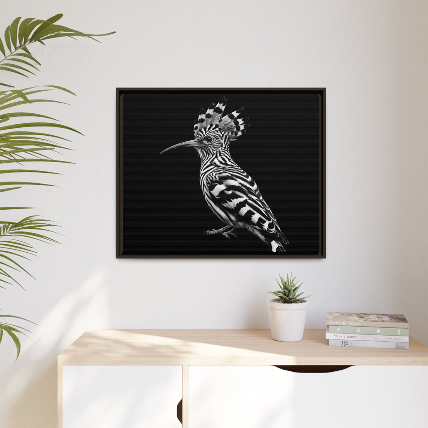 Framed Canvas Print — Afrikan Hoopoe In Black