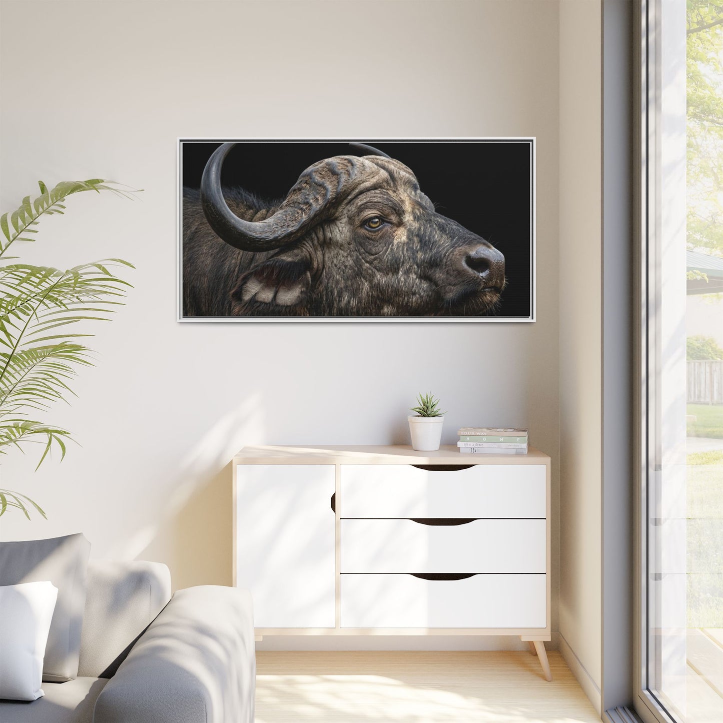 Framed Canvas Print — Cape Buffalo In Colour