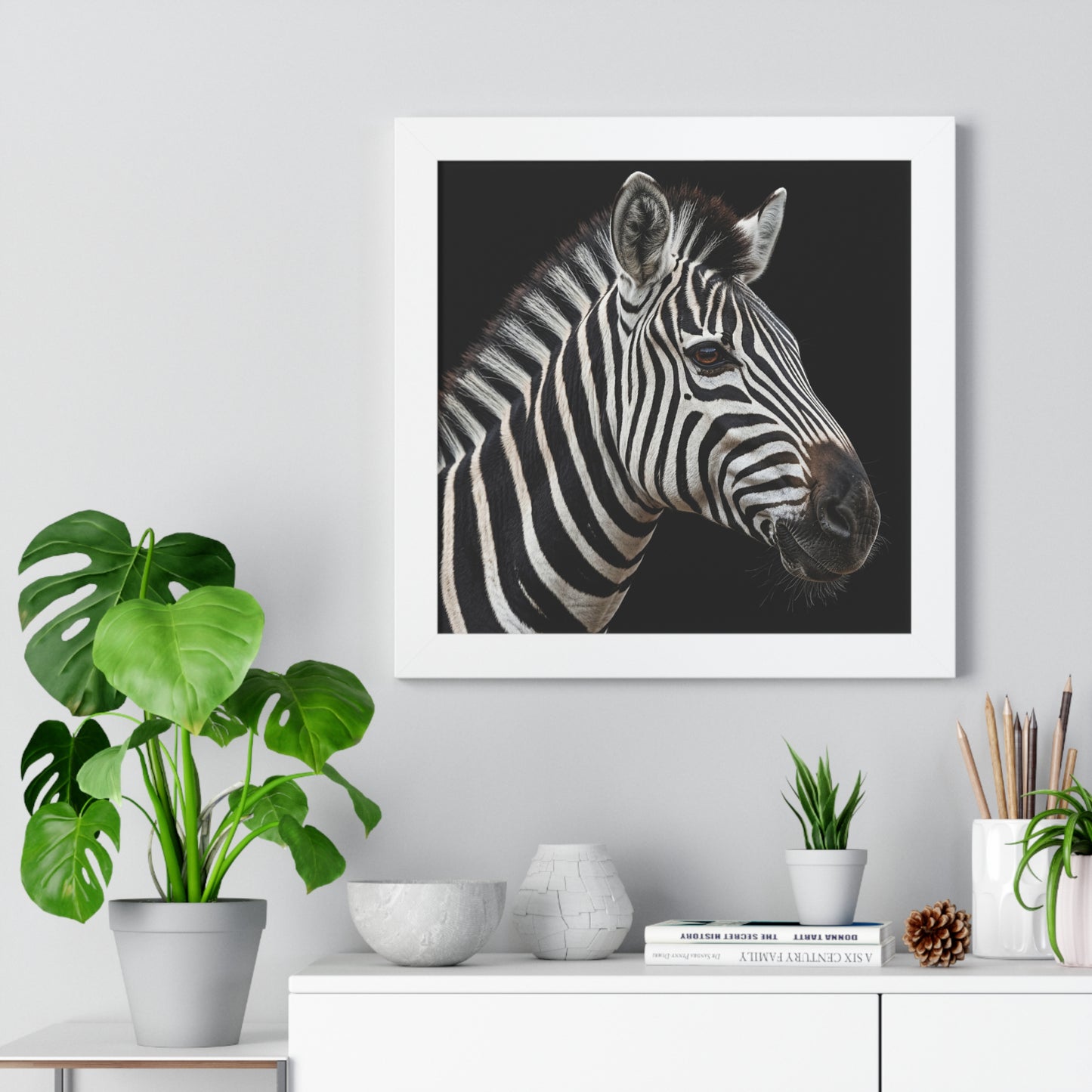 Framed Art Print – Zebra In Colour