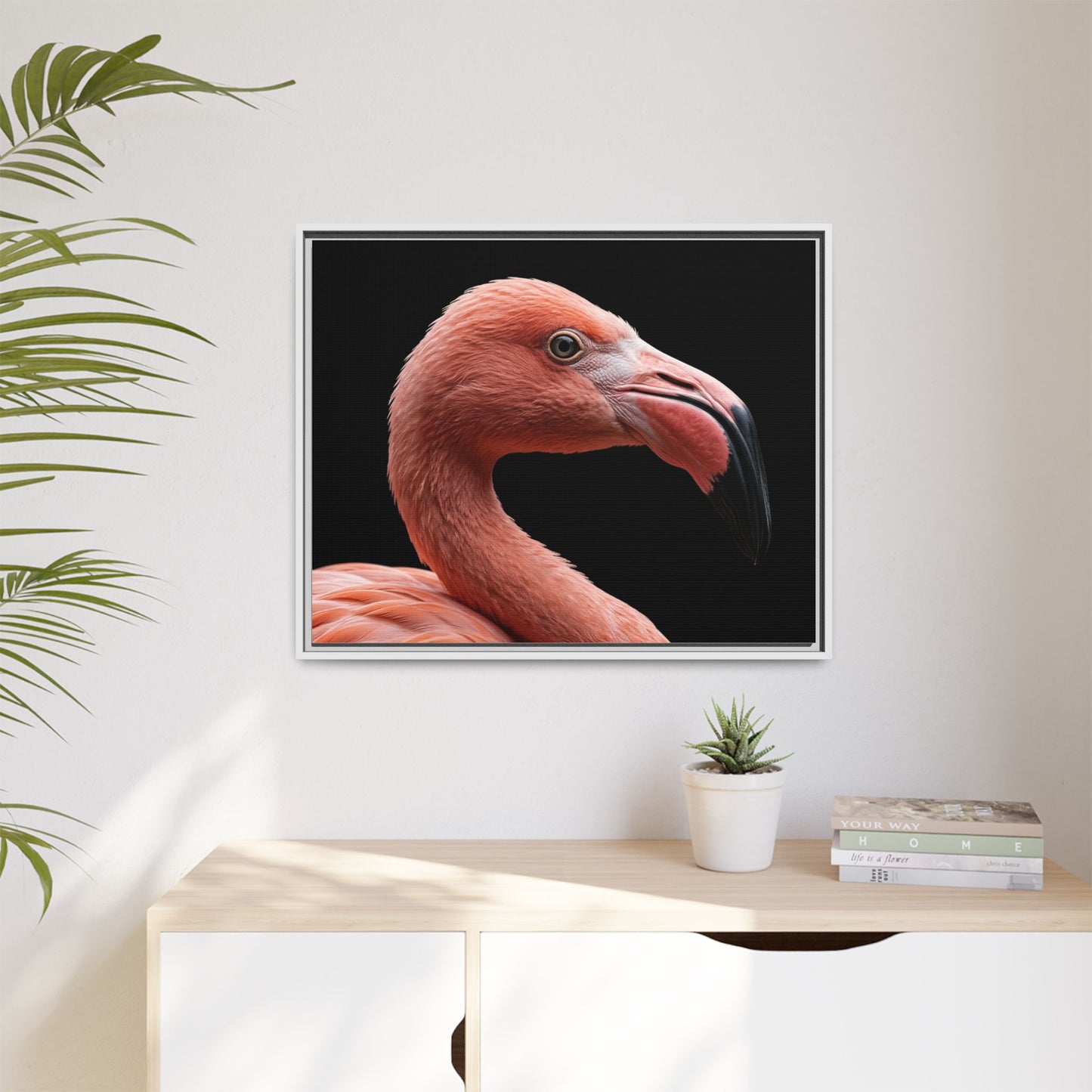 Framed Canvas Print — Flamingo In Colour
