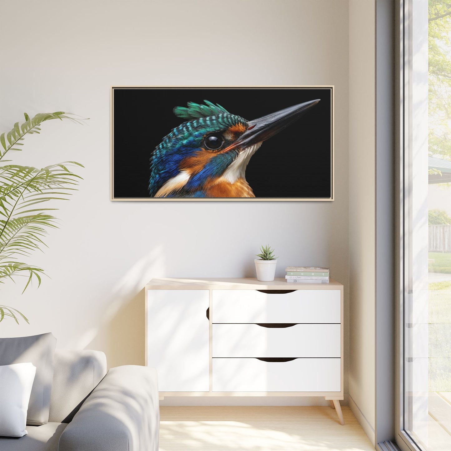 Framed Canvas Print — Malachite Kingfisher In Colour