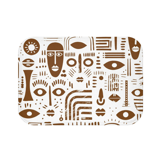 Bath Mat — Abstract Tribal Faces