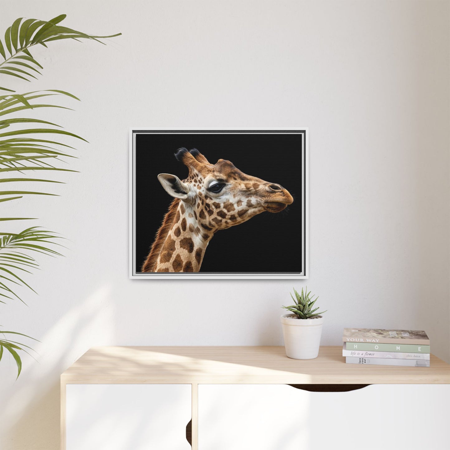 Framed Canvas Print — Giraffe In Colour