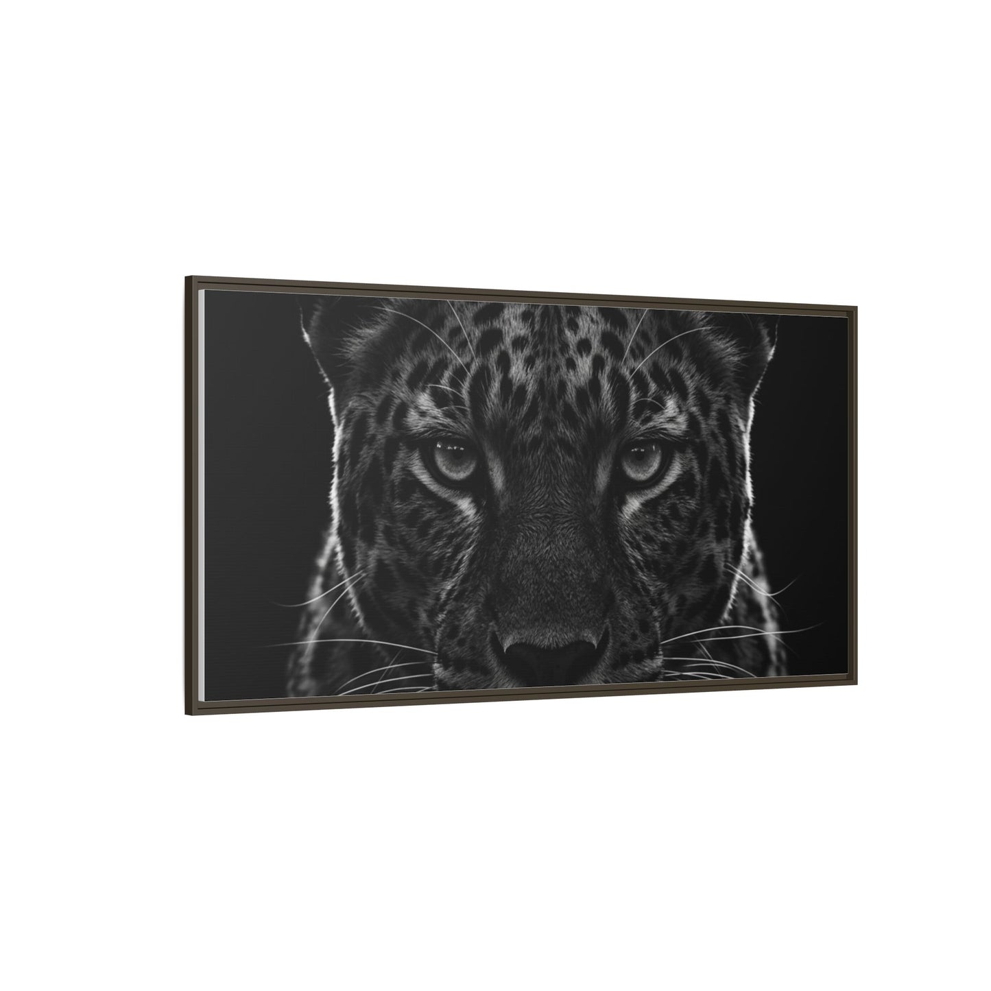 Framed Canvas Print — Leopard In Black