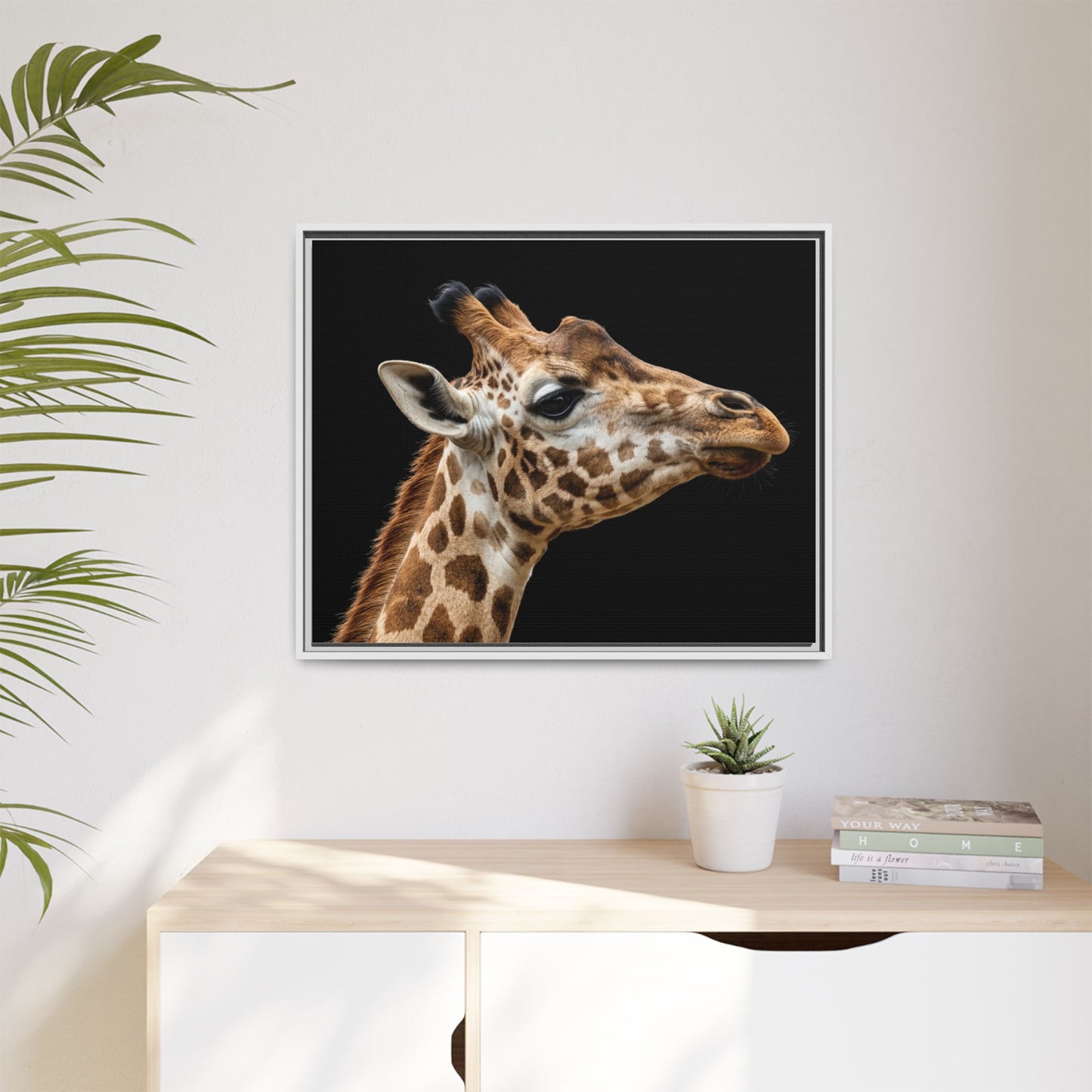 Framed Canvas Print — Giraffe In Colour