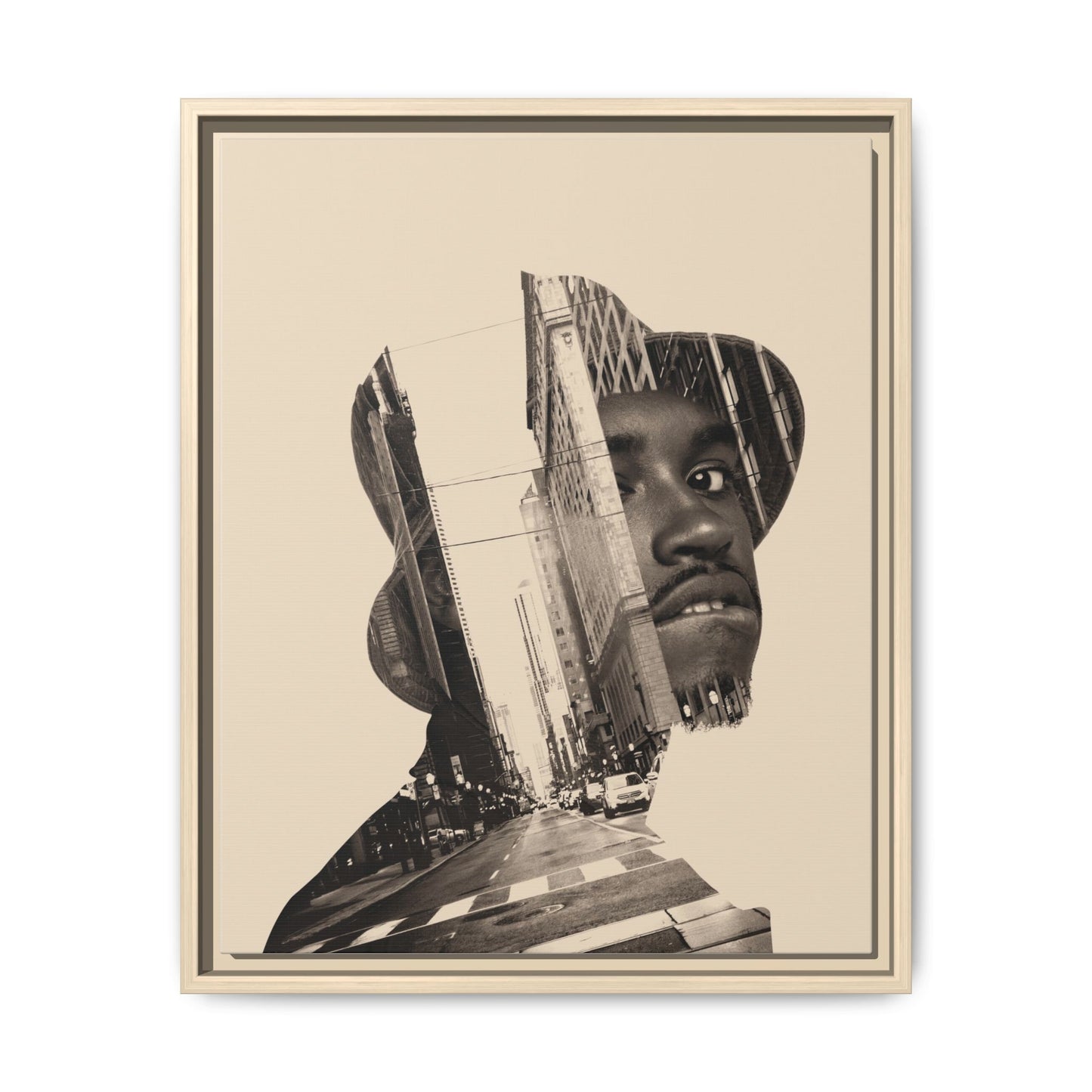 Framed Canvas Print — Young Man With Cap