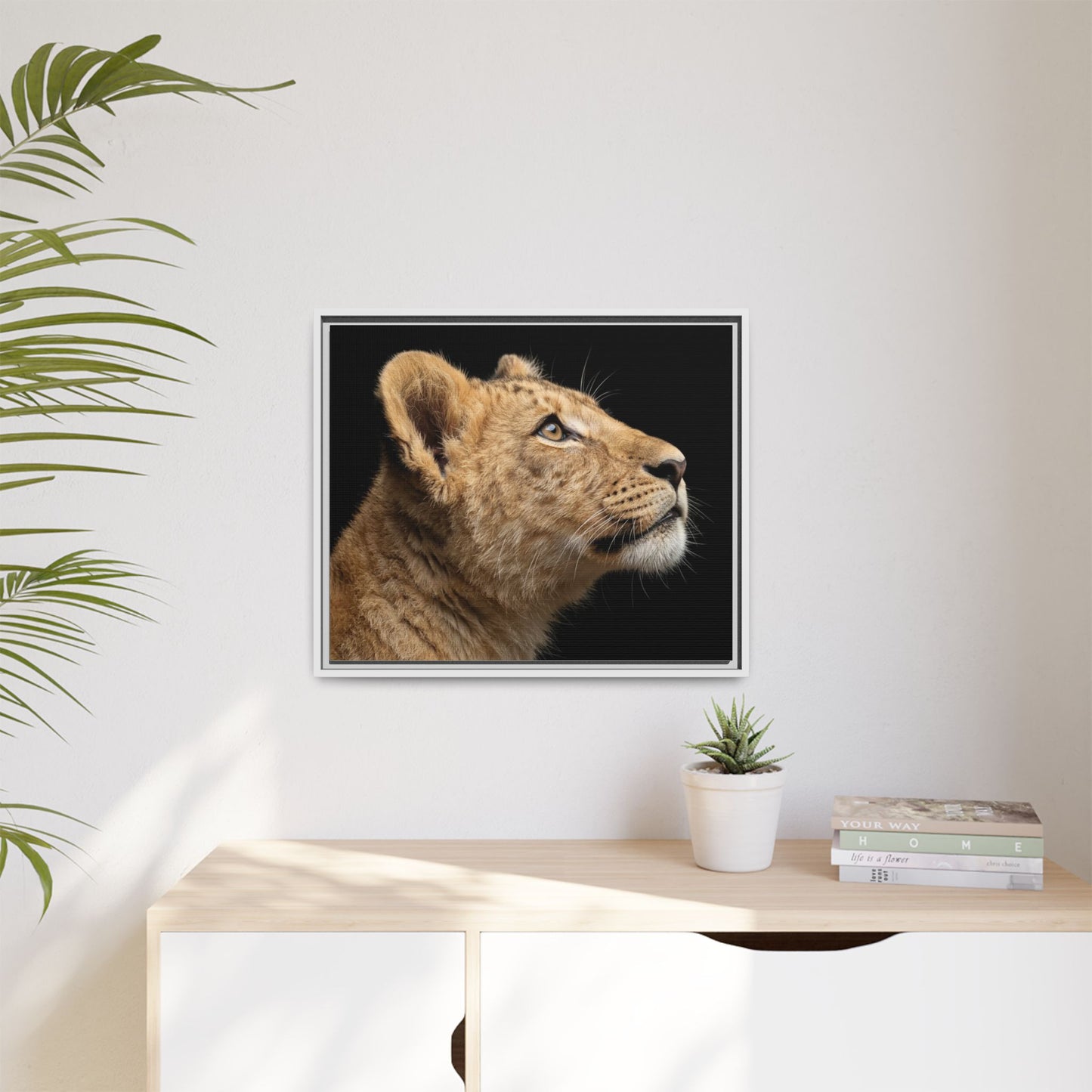 Framed Canvas Print — Lion Cub In Colour