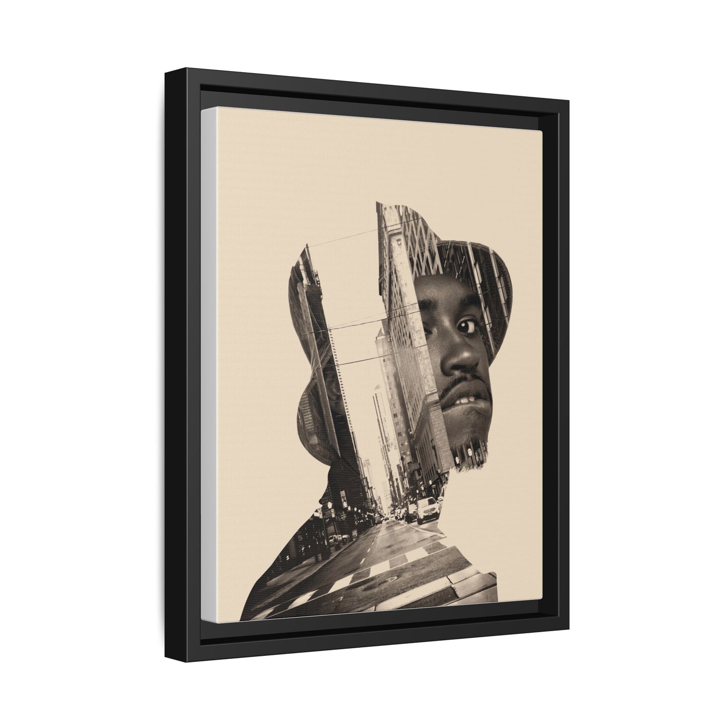 Framed Canvas Print — Young Man With Cap