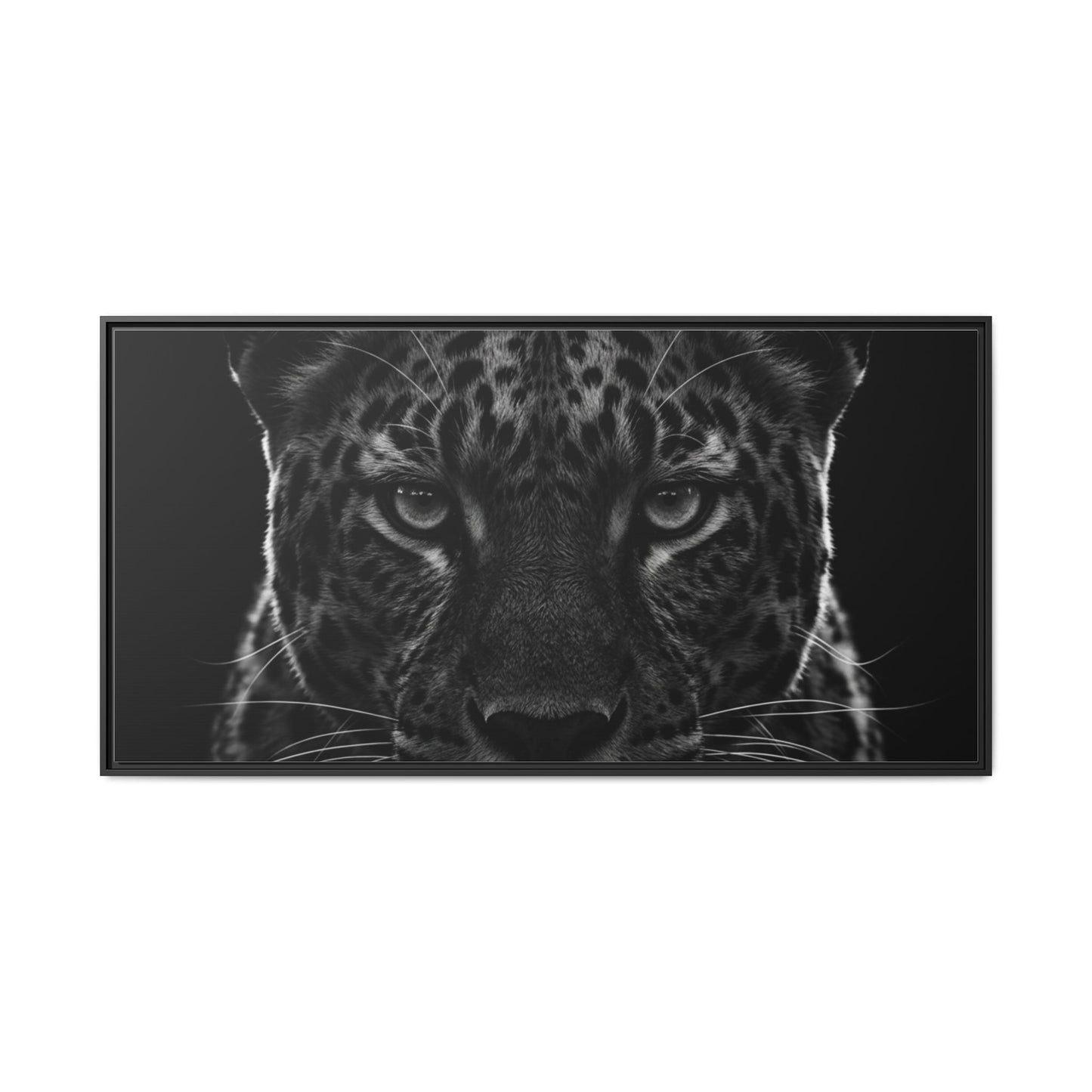 Framed Canvas Print — Leopard In Black