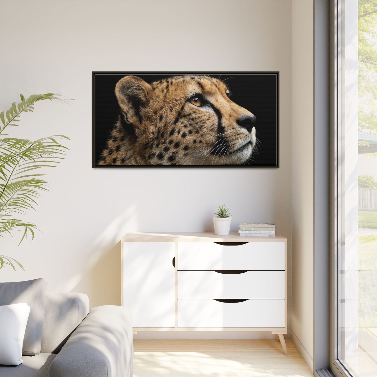 Framed Canvas Print — Cheetah In Colour