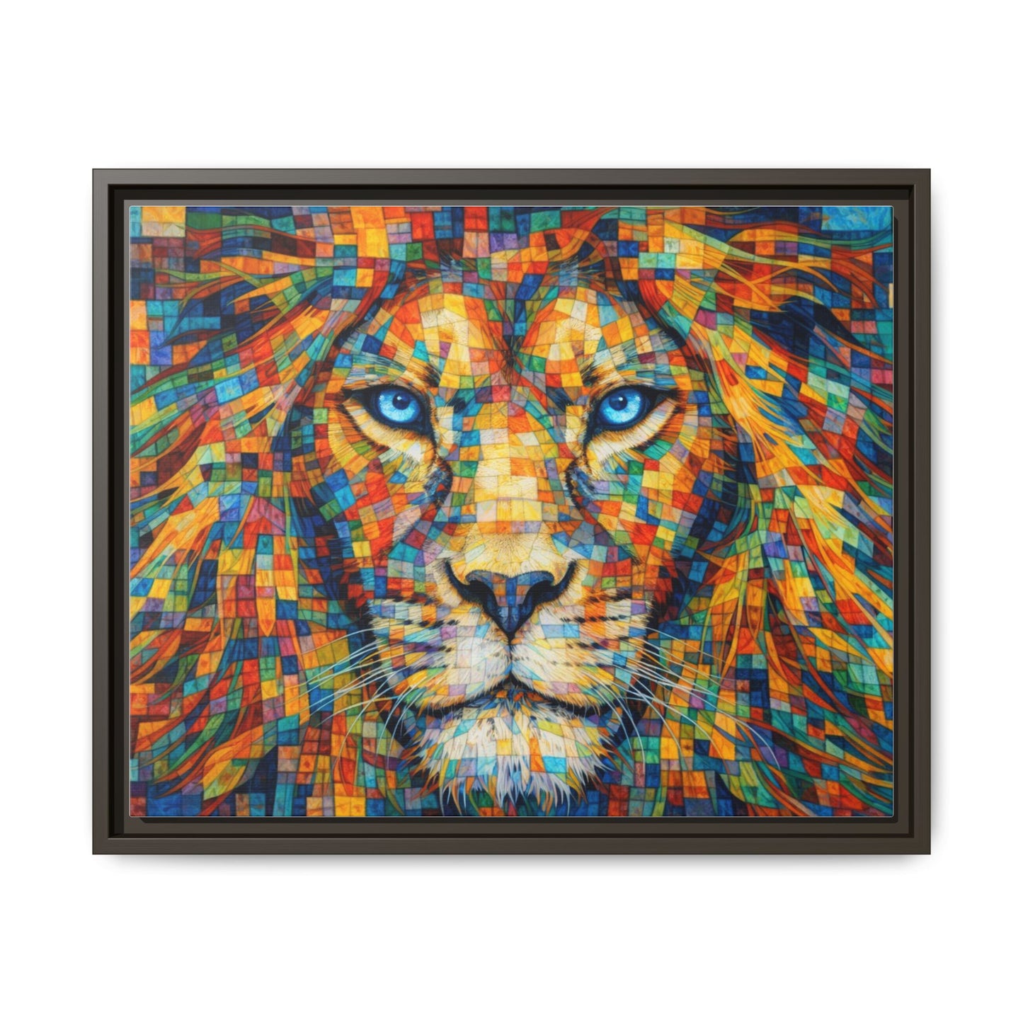 Framed Canvas Print — Lion's Gaze
