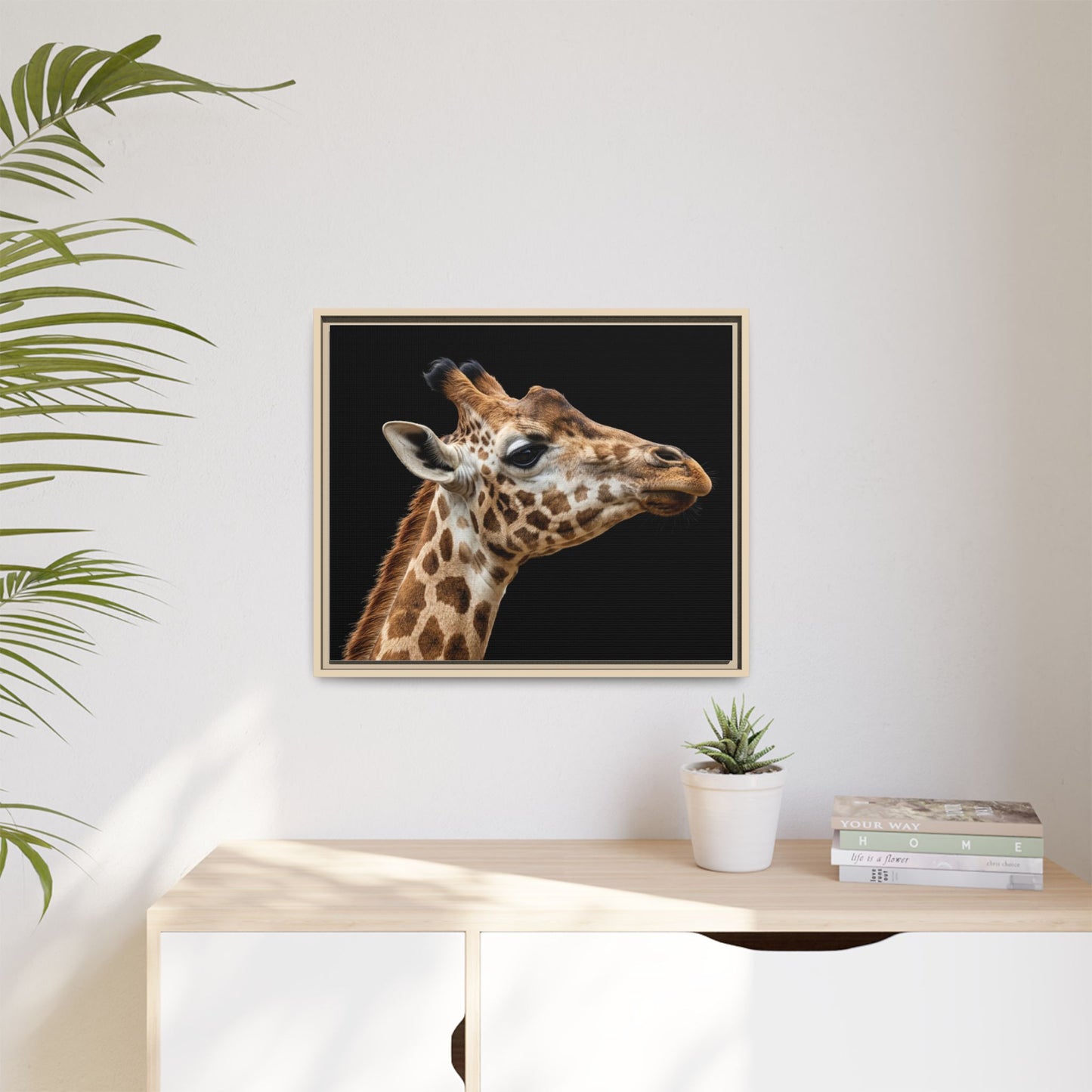 Framed Canvas Print — Giraffe In Colour