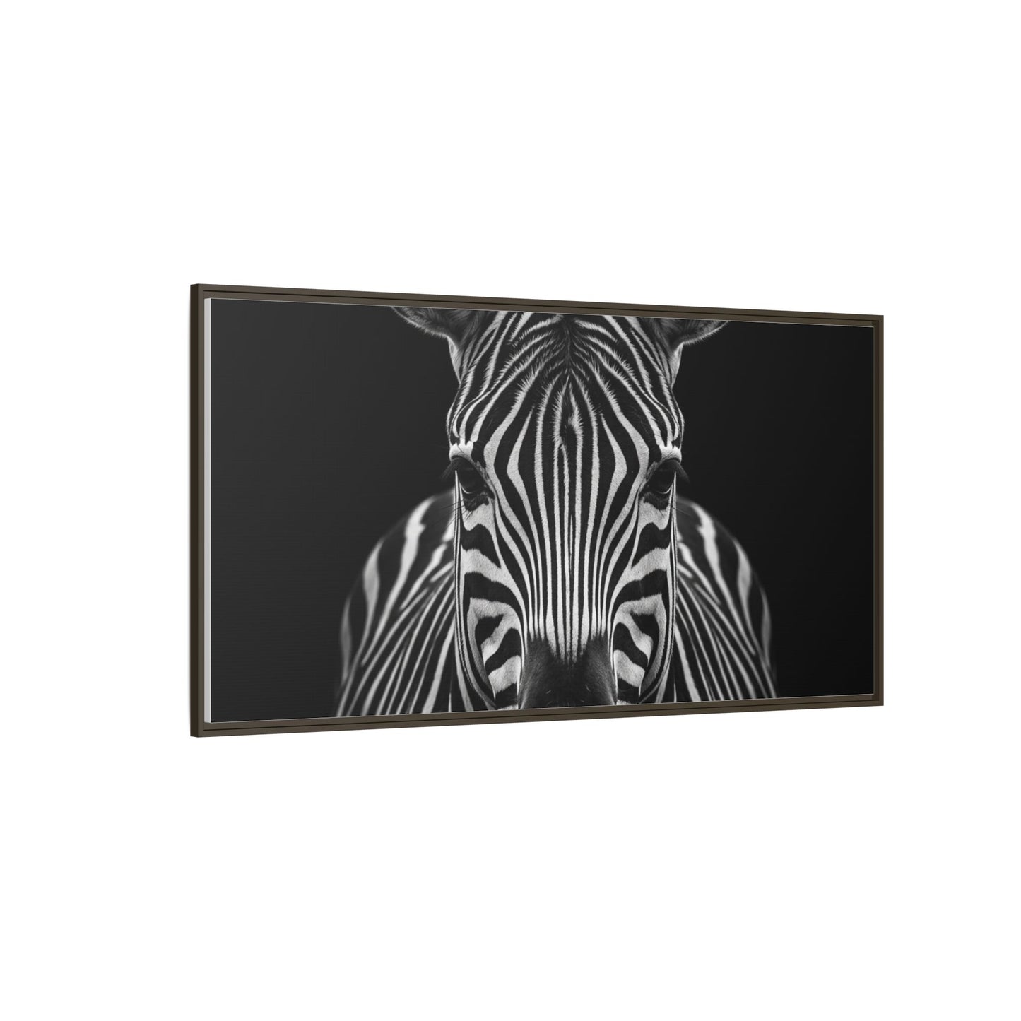Framed Canvas Print — Zebra In Black