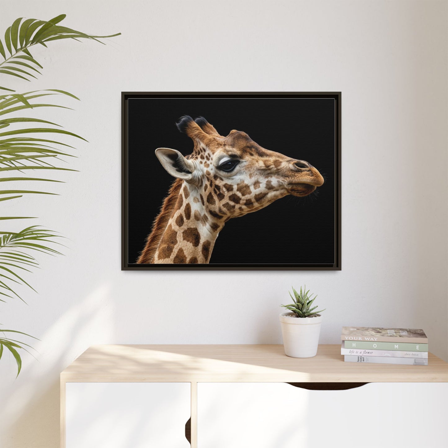 Framed Canvas Print — Giraffe In Colour