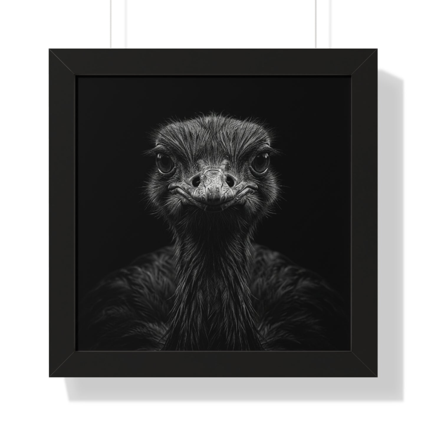 Framed Art Print – Ostrich In Black