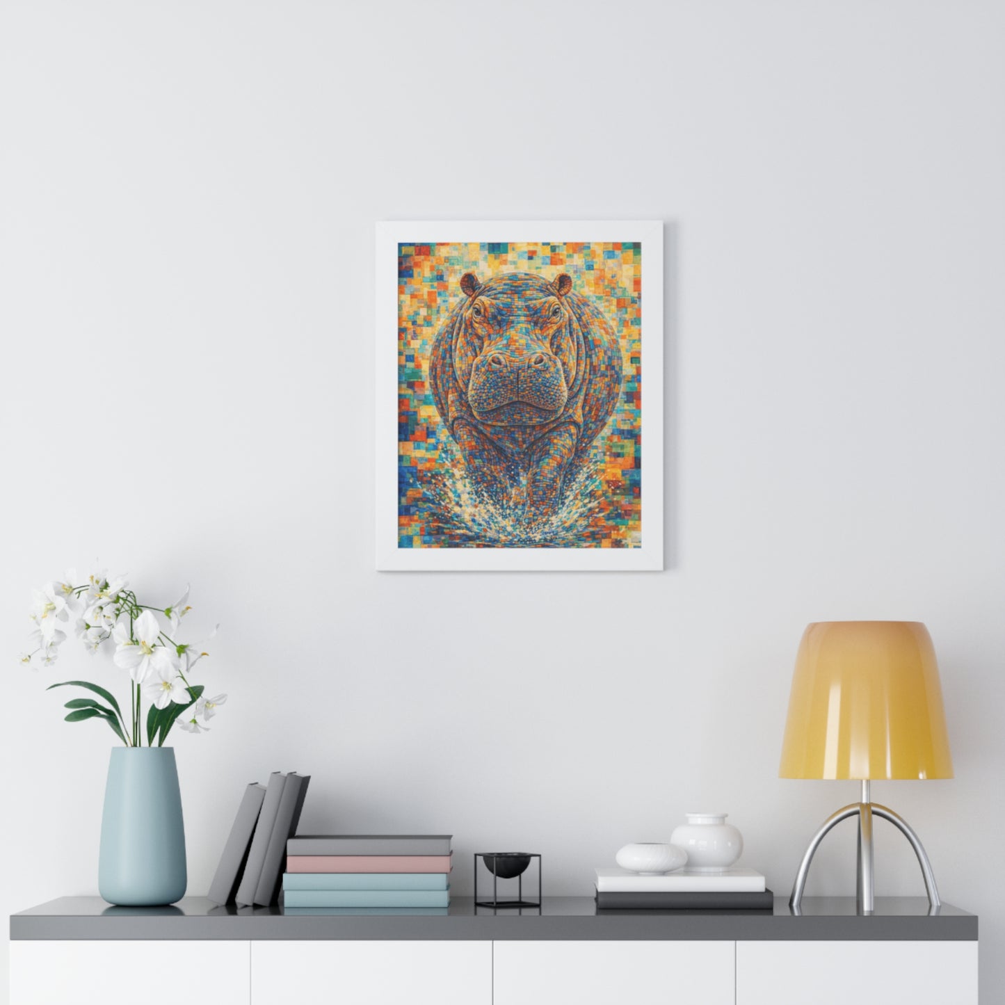 Framed Print — Hippopotamus Cubism