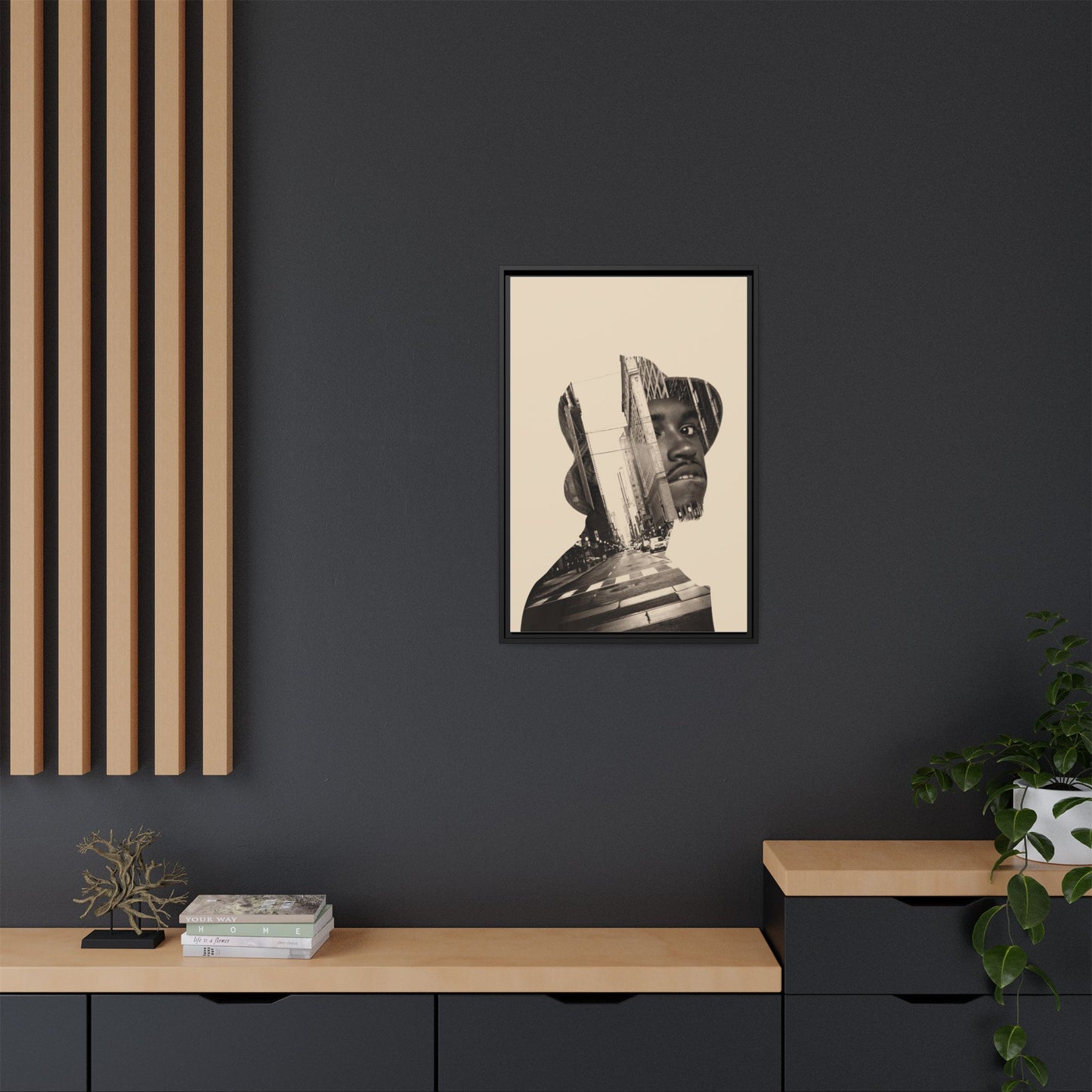 Framed Canvas Print — Young Man With Cap