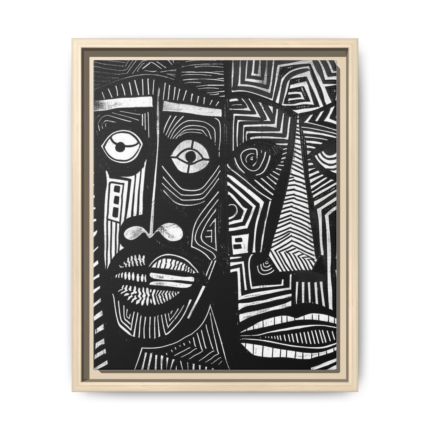 Framed Canvas Print — Abstract Faces No. 2
