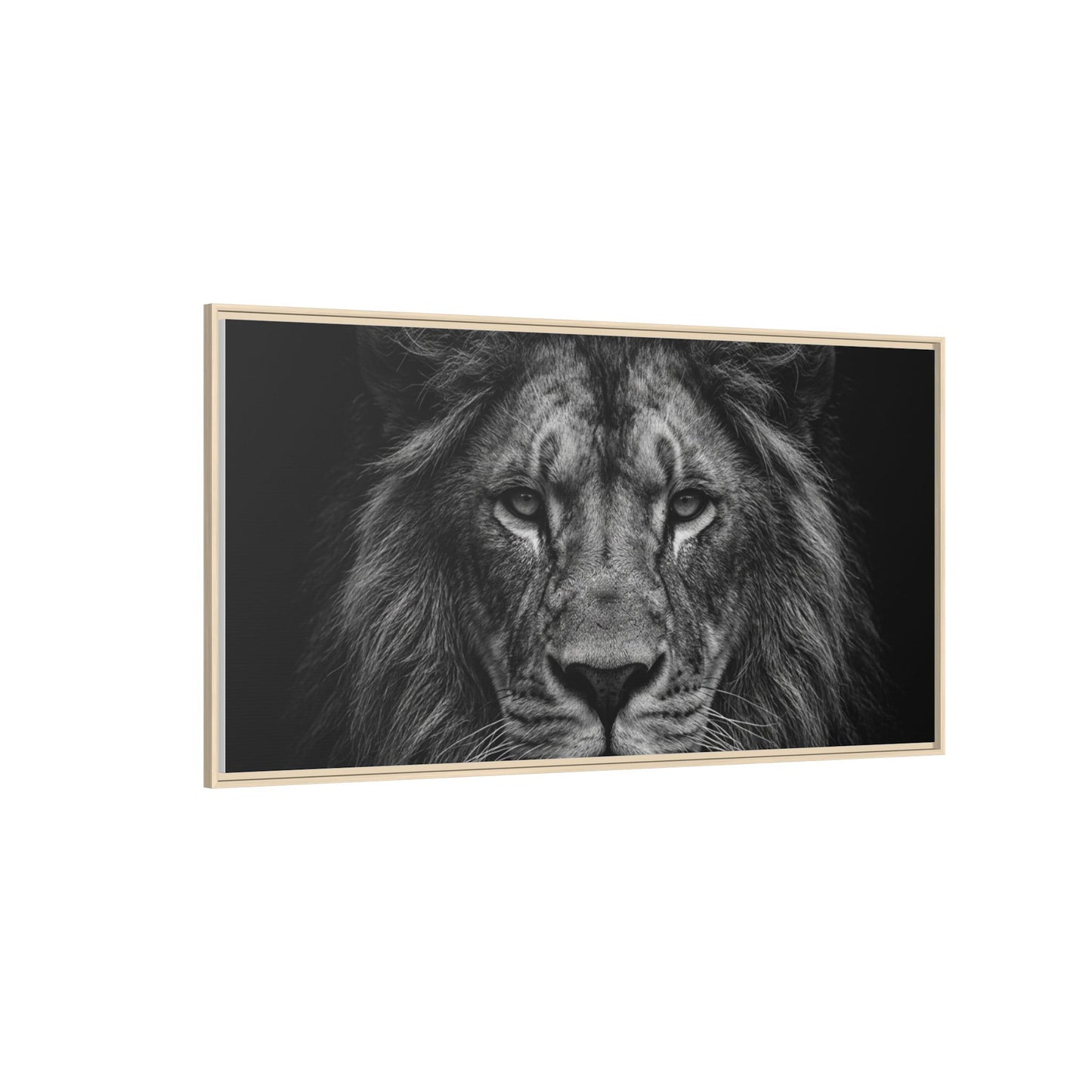 Framed Canvas Print — Lion In Black