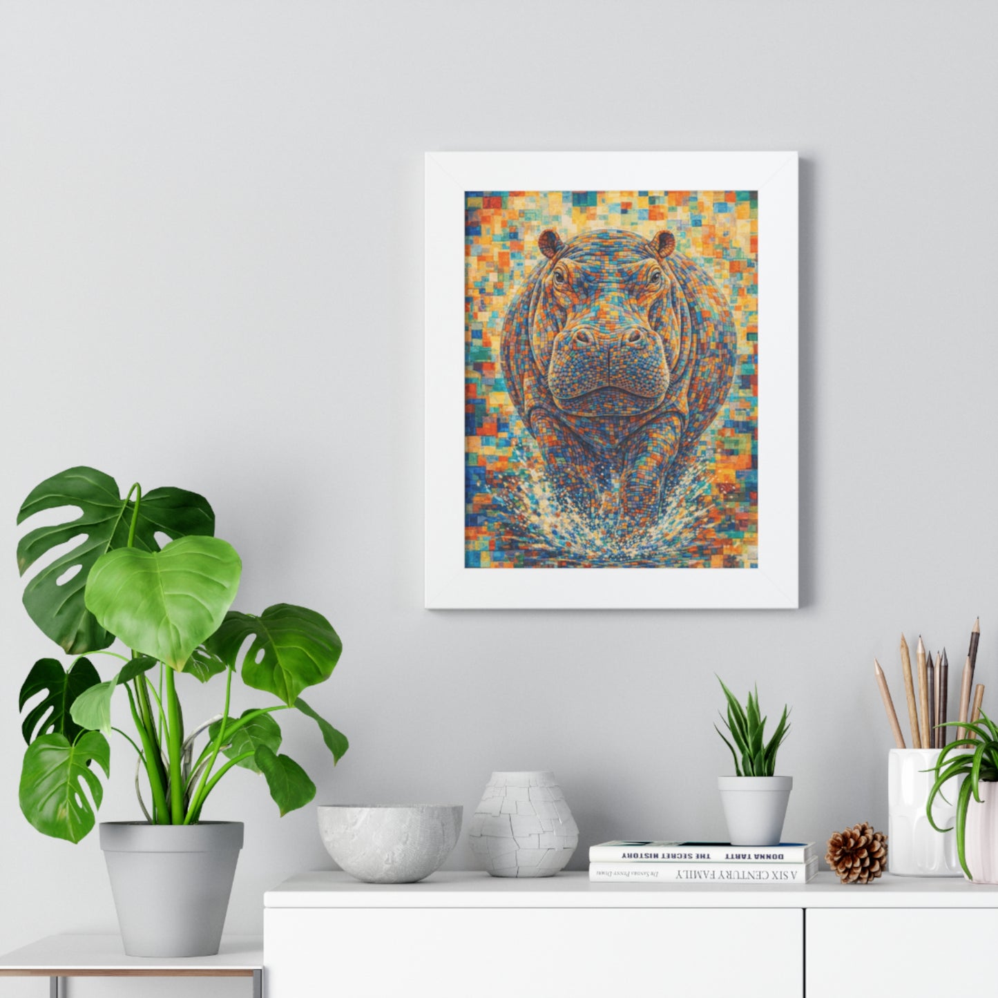 Framed Print — Hippopotamus Cubism