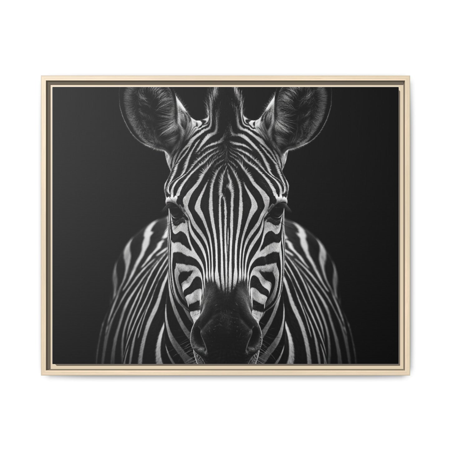 Framed Canvas Print — Zebra In Black