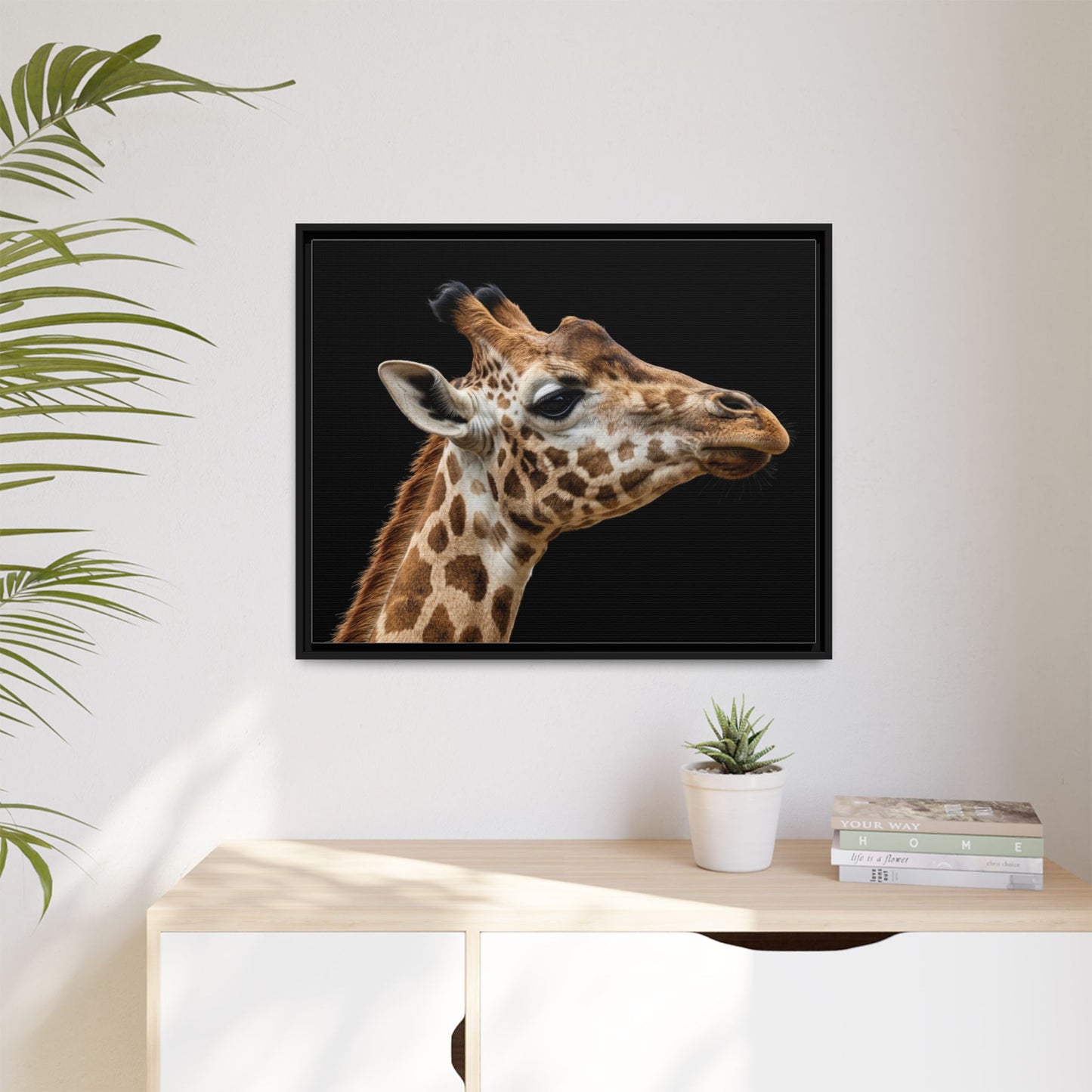 Framed Canvas Print — Giraffe In Colour