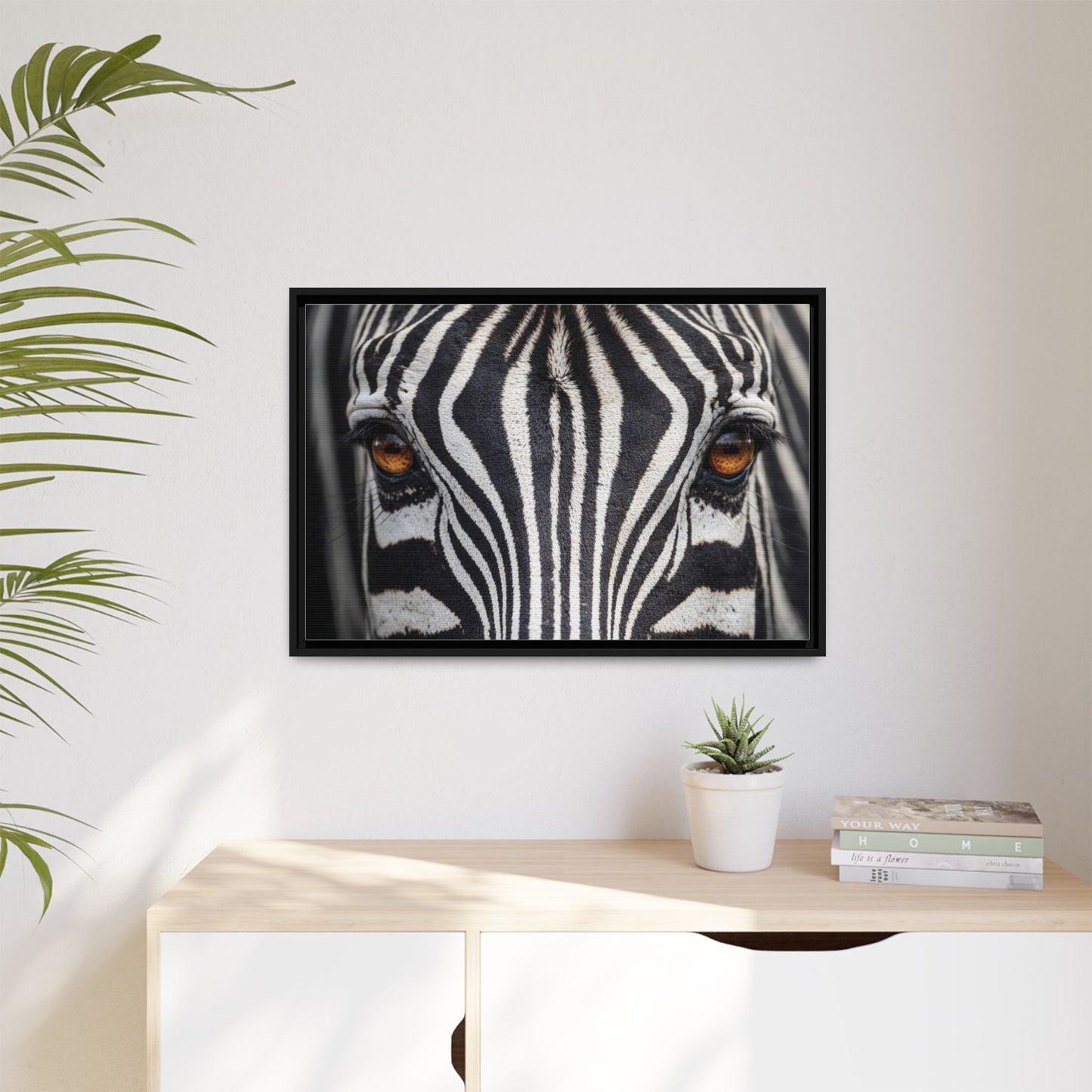 Framed Canvas Print — Zebra Gaze
