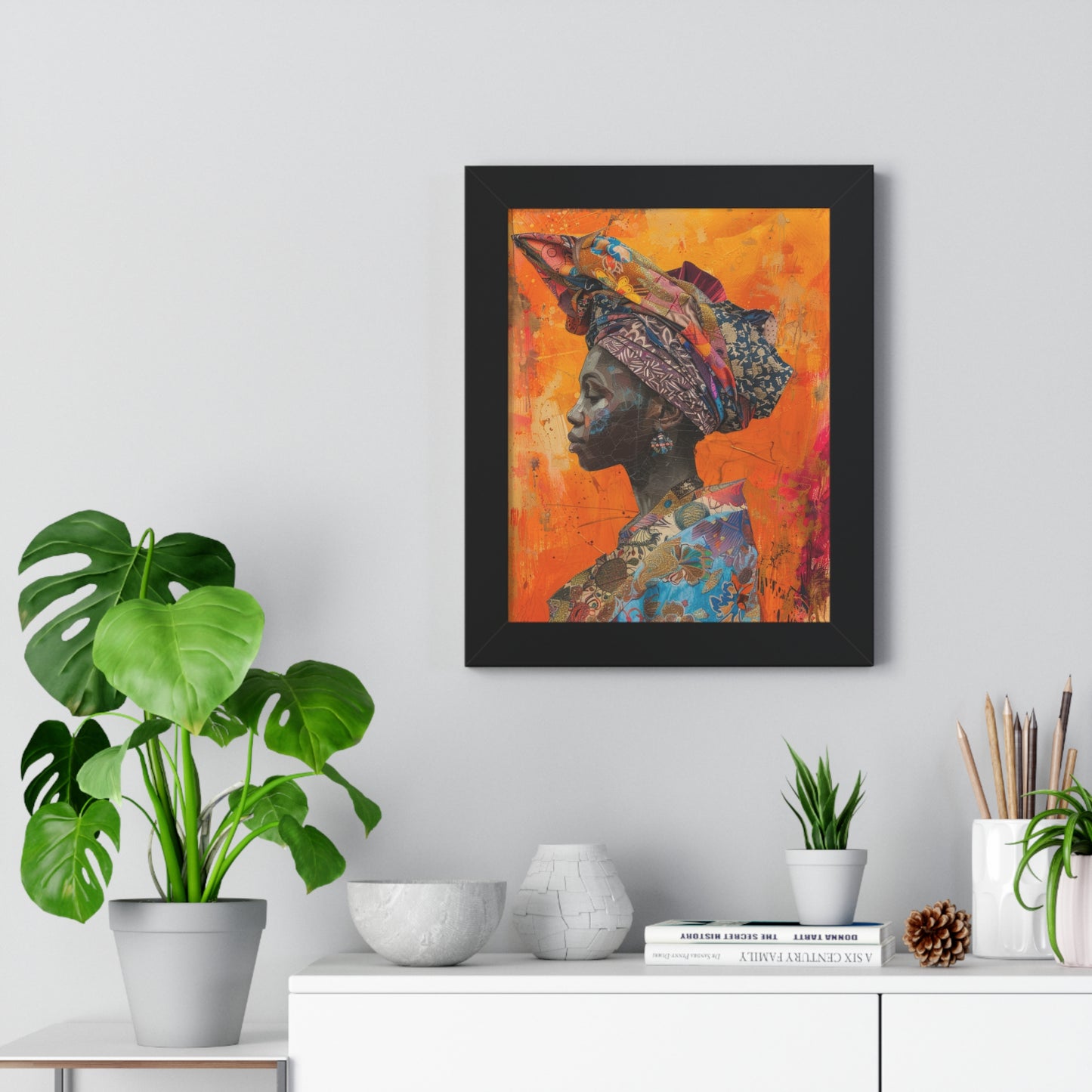 Framed Print — Woman Wearing Colourful Head Scarf