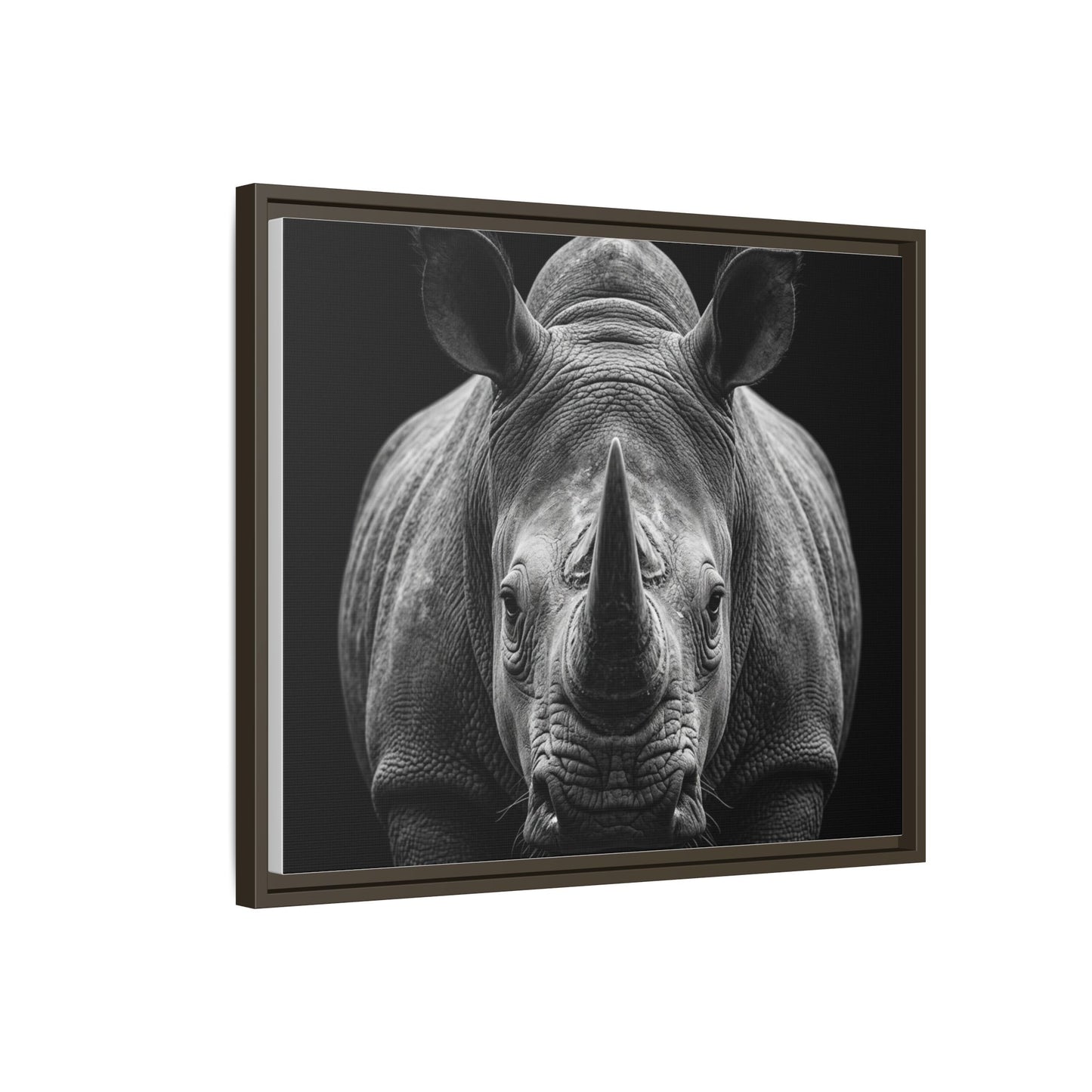 Framed Canvas Print — Rhinoceros In Black