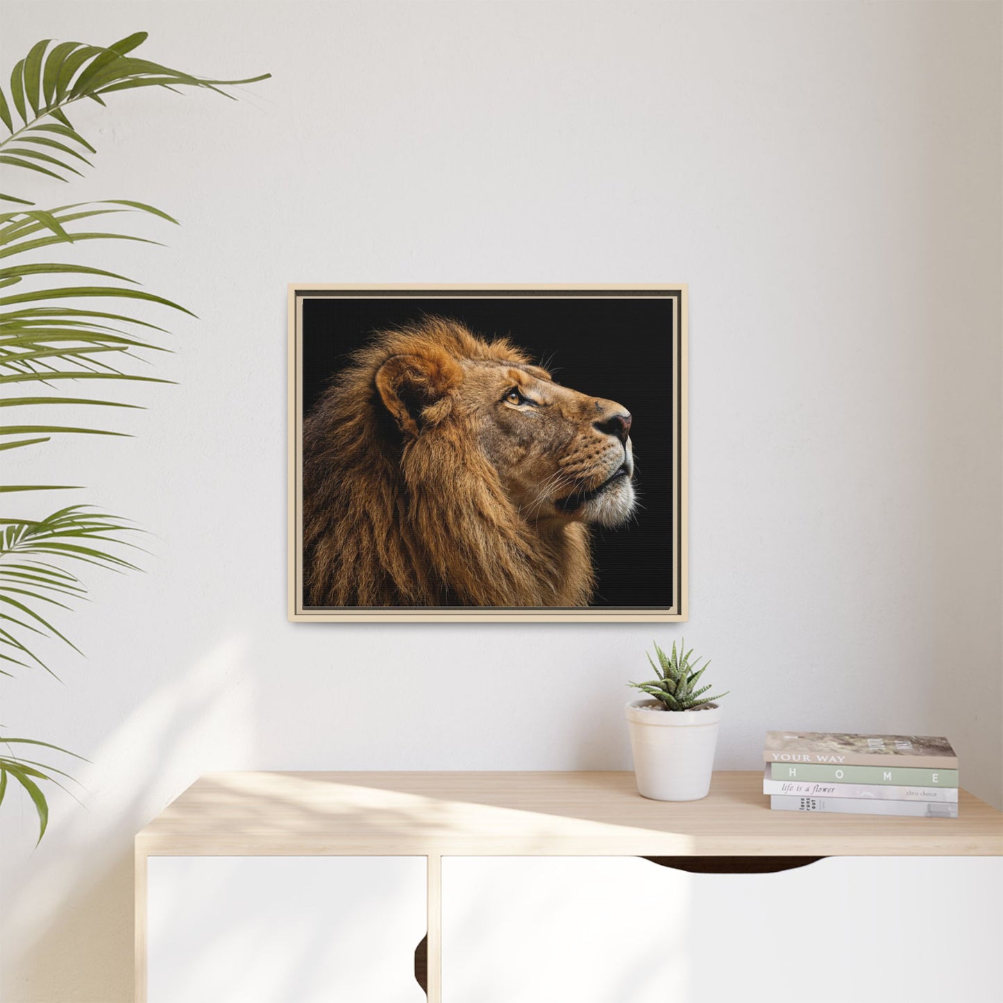 Framed Canvas Print — Lion In Colour