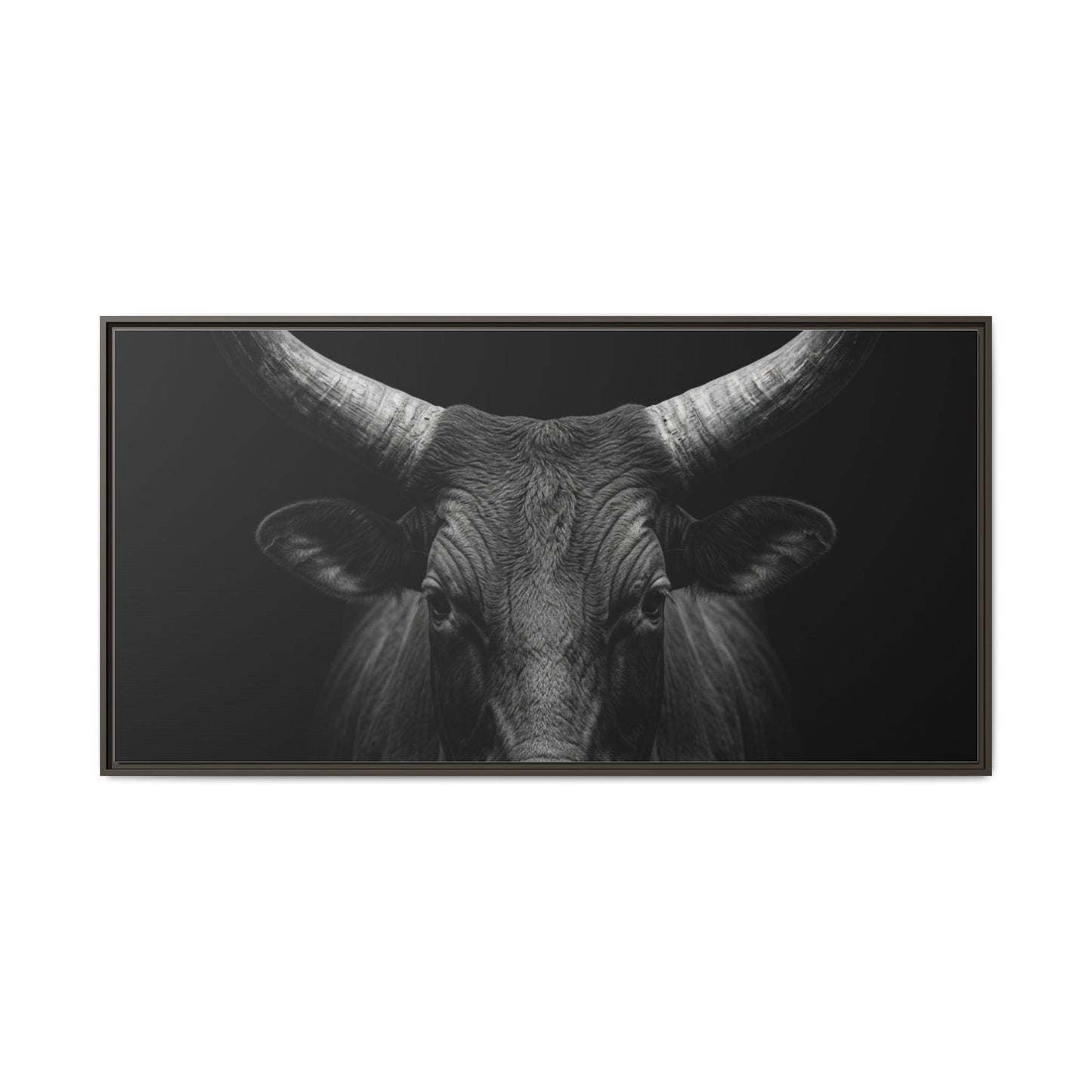 Framed Canvas Print — Ankole Cow In Black