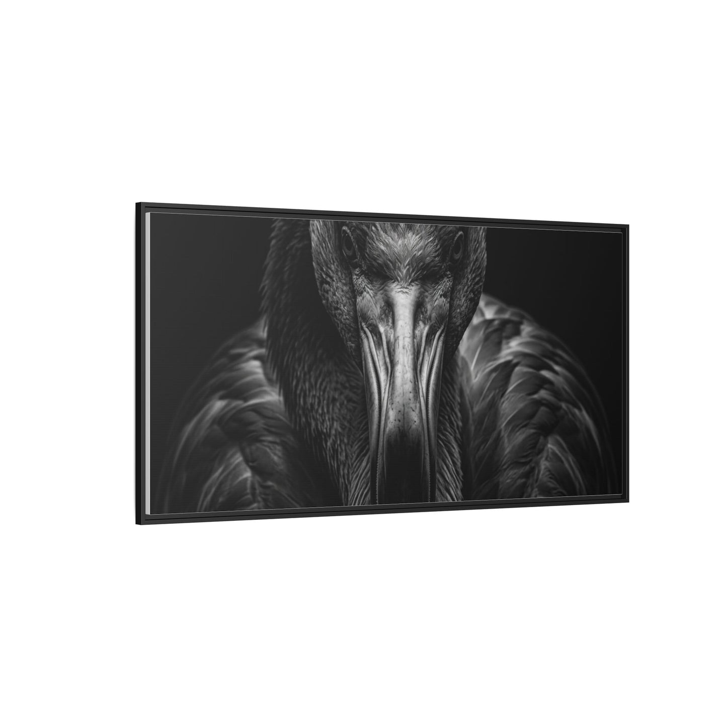 Framed Canvas Print — Flamingo In Black