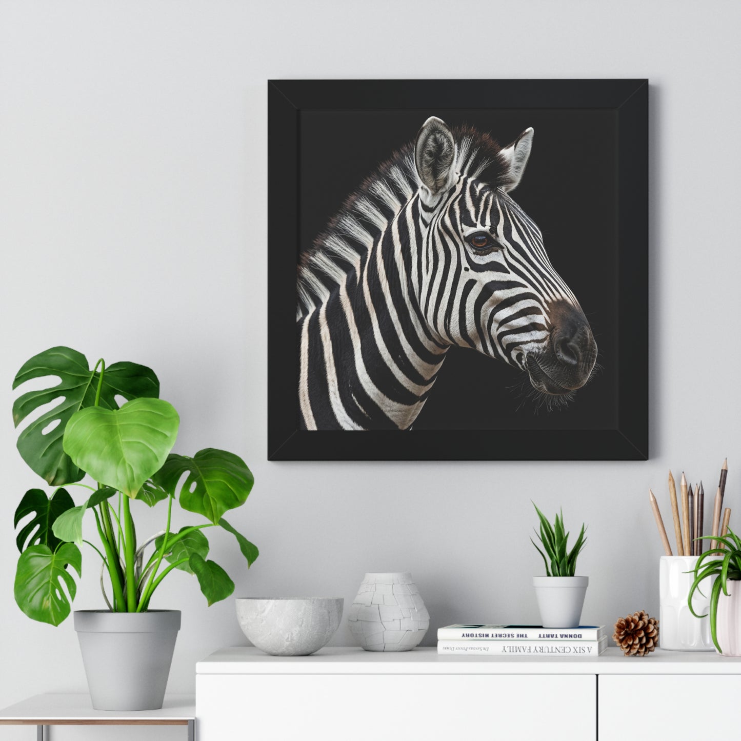 Framed Art Print – Zebra In Colour