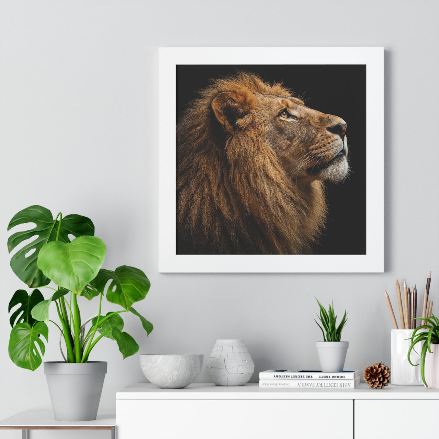 Framed Art Print – Lion In Colour