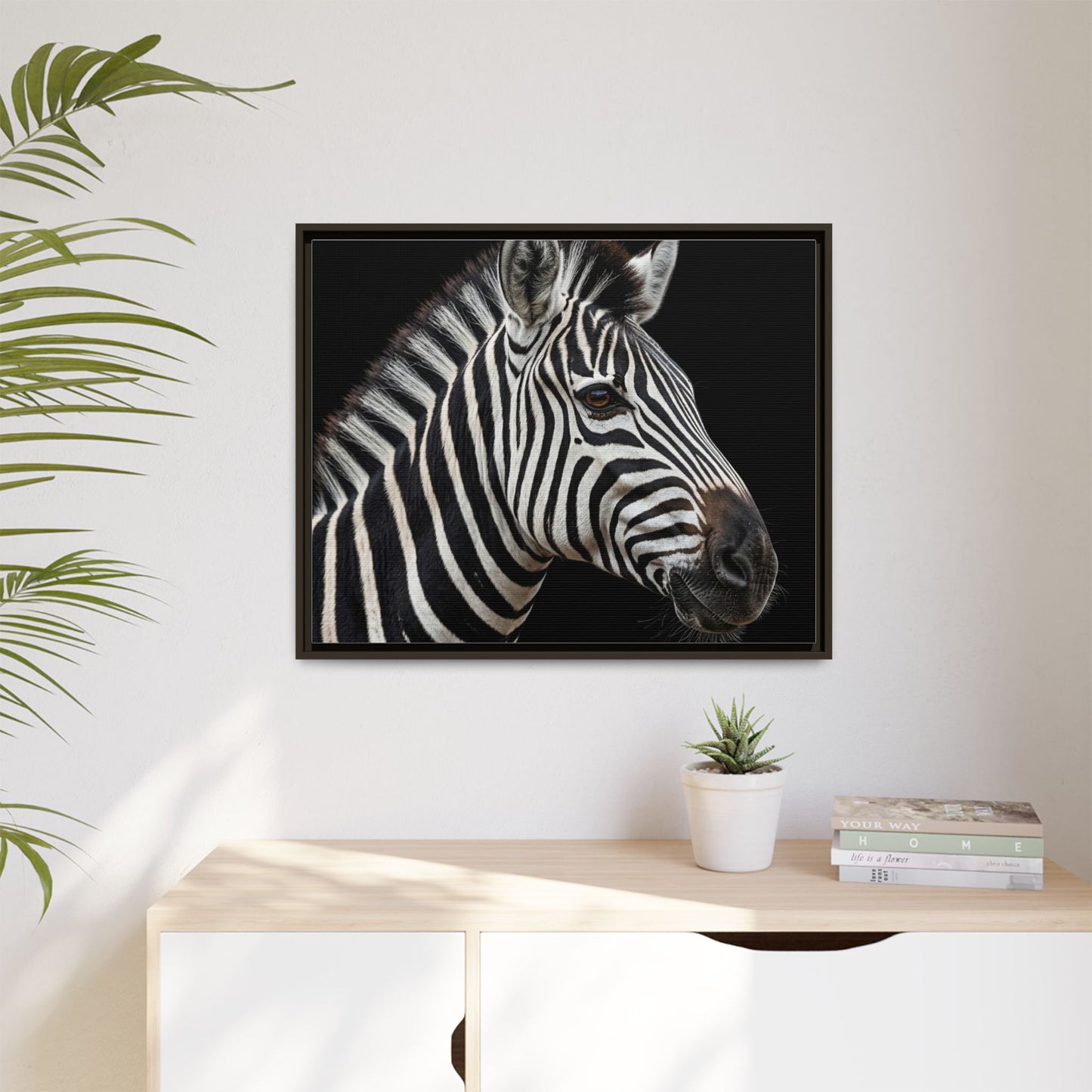 Framed Canvas Print — Zebra In Colour
