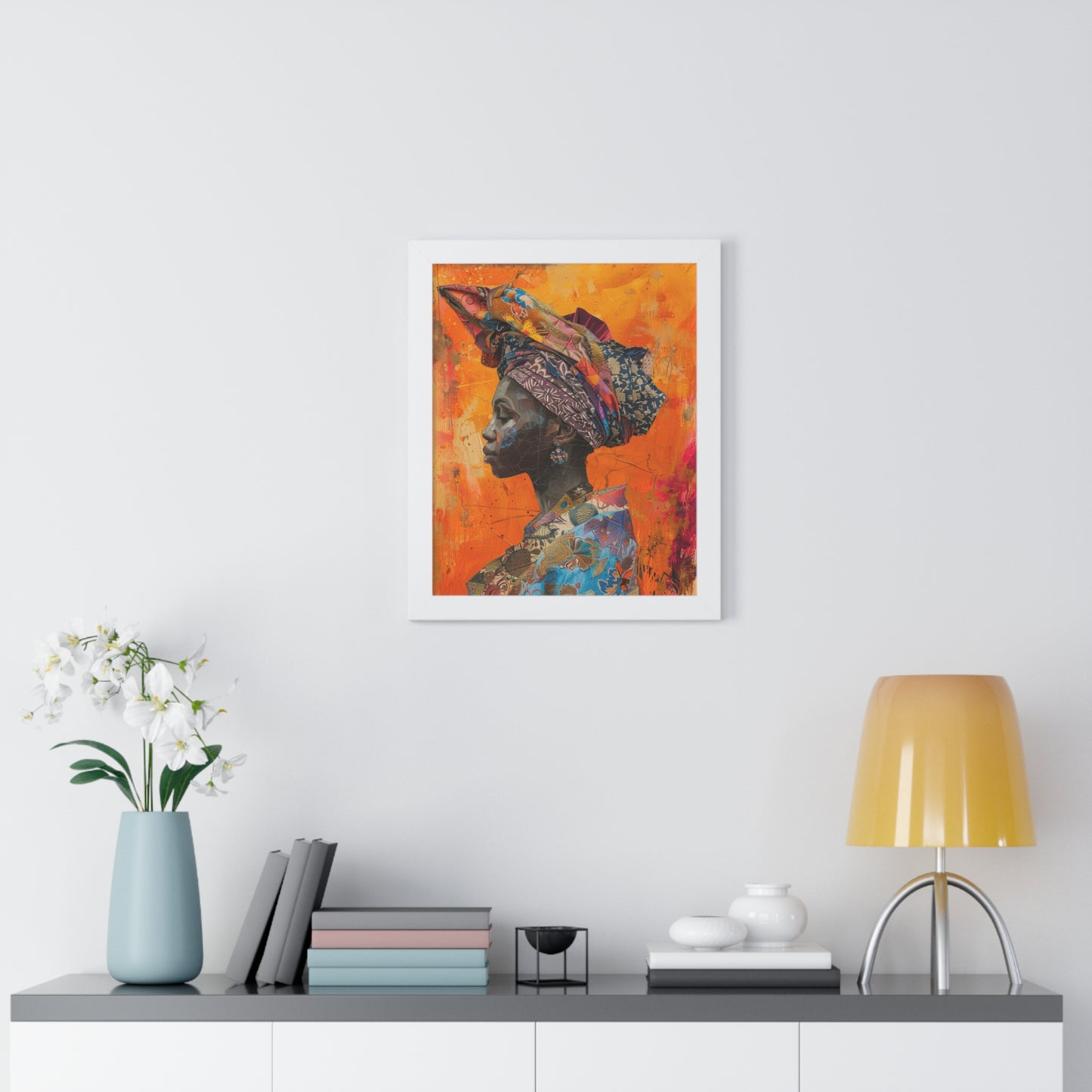 Framed Print — Woman Wearing Colourful Head Scarf