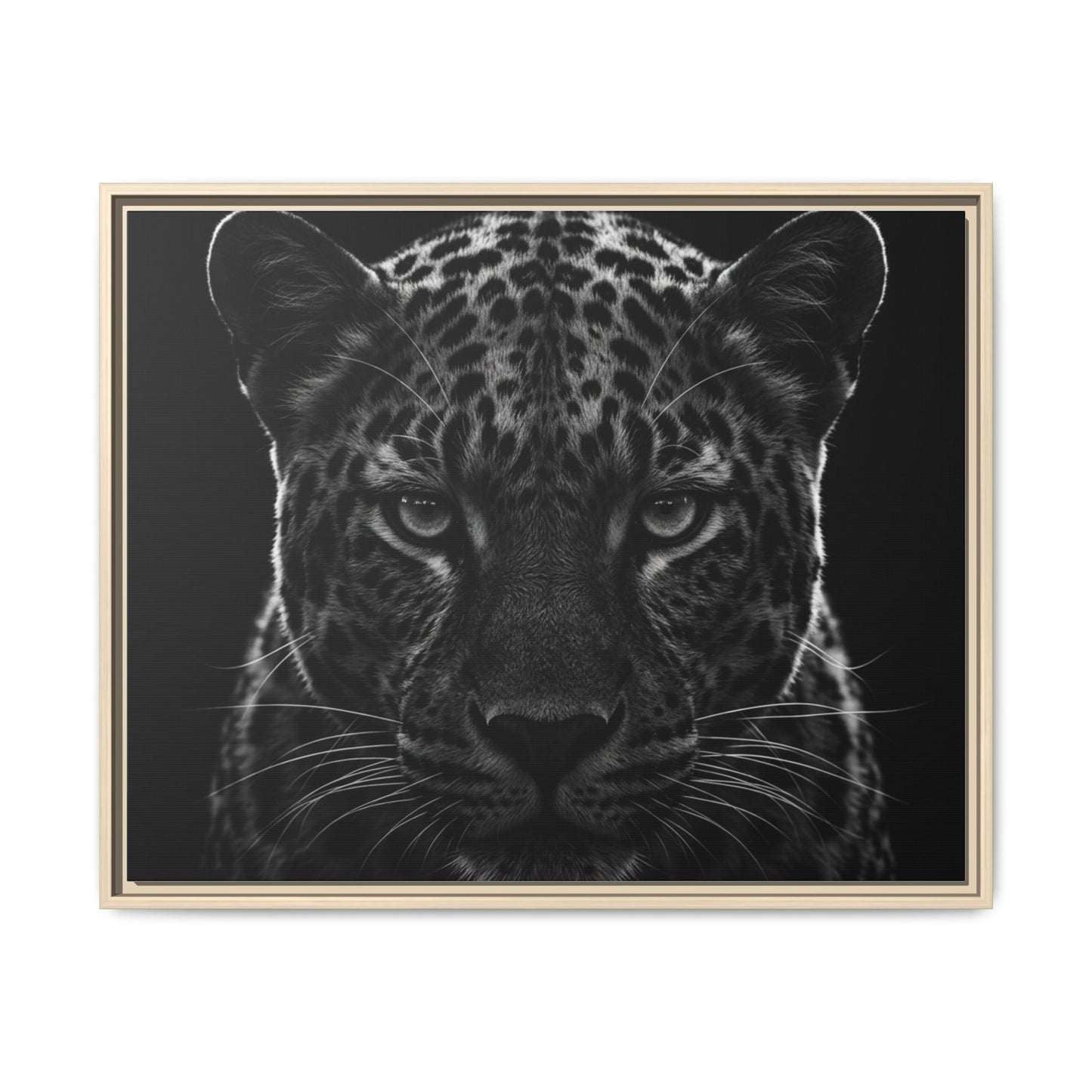 Framed Canvas Print — Leopard In Black