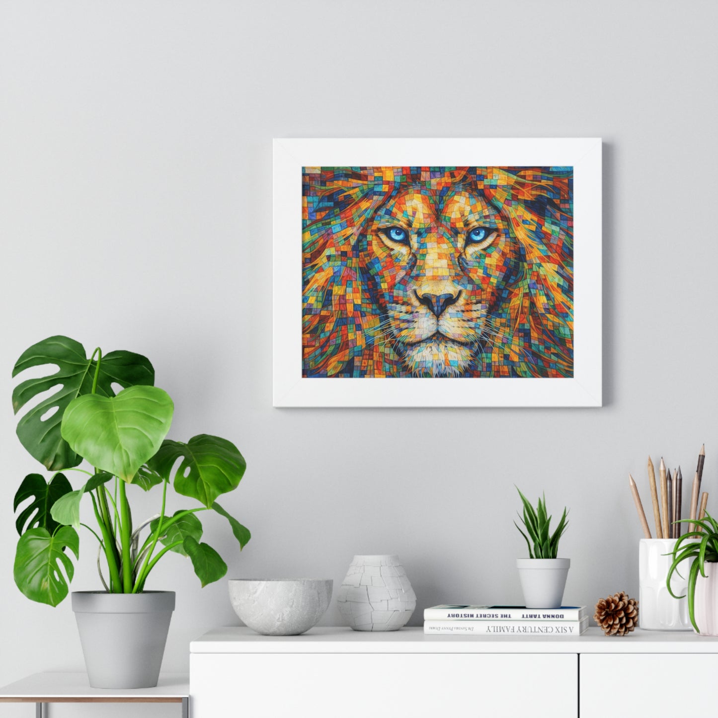 Framed Art Print – Lion Cubism