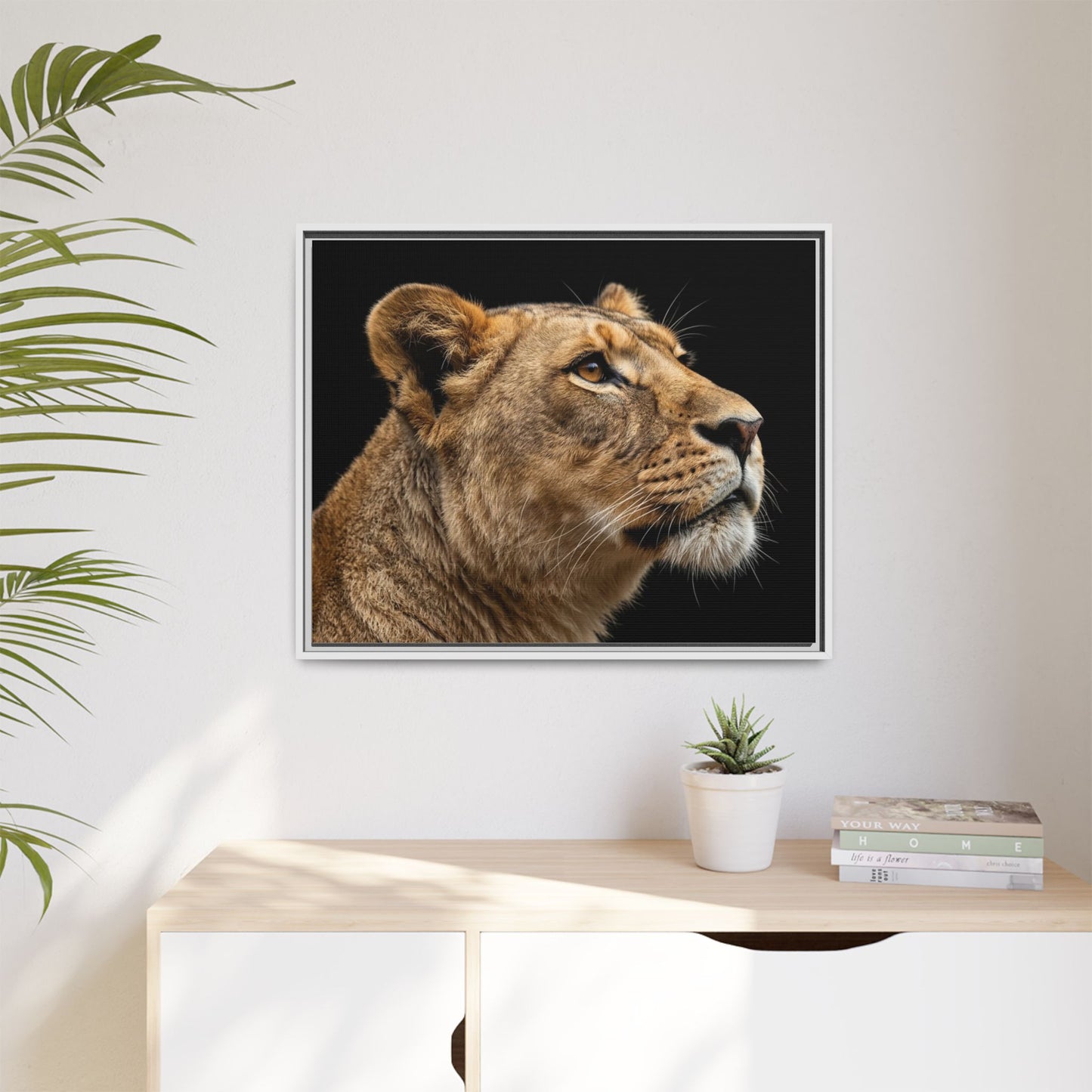 Framed Canvas Print — Lioness In Colour