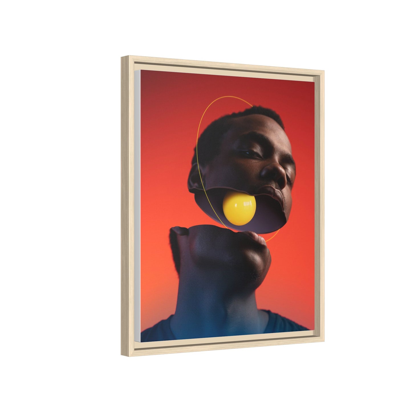 Framed Canvas Print — Floating Face With Yellow Orb