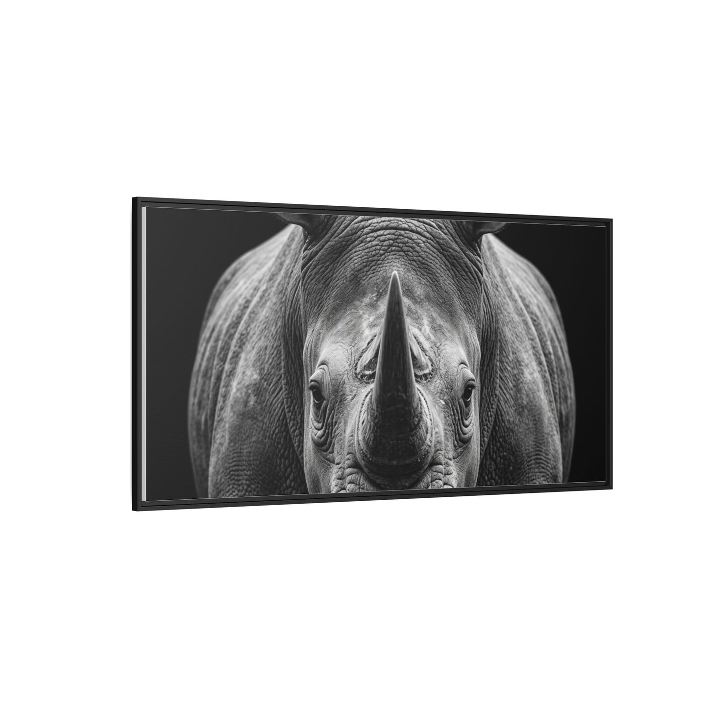 Framed Canvas Print — Rhinoceros In Black