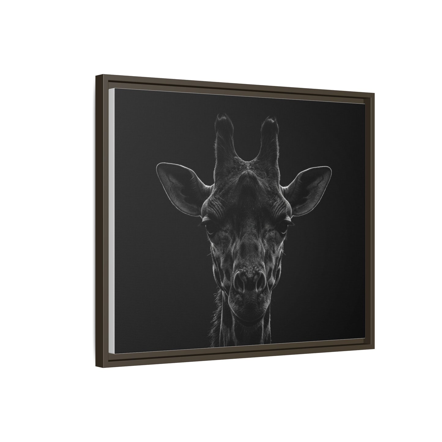 Framed Canvas Print — Giraffe In Black