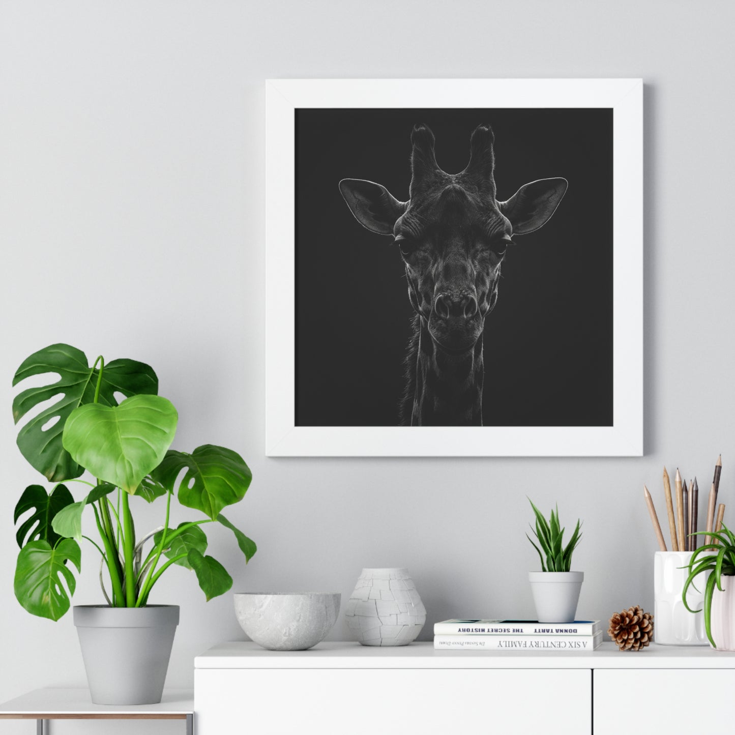 Framed Art Print – Giraffe In Black