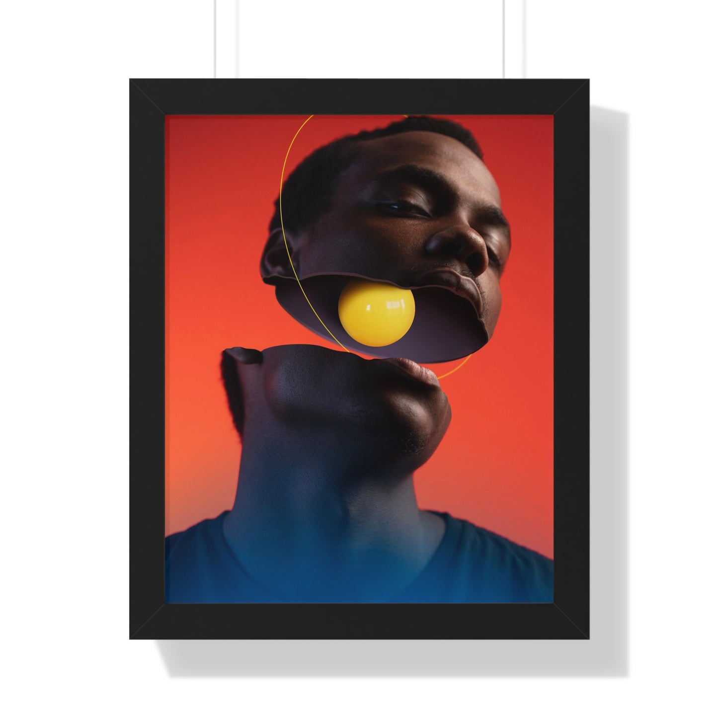 Framed Print — Floating Face with Yellow Orb