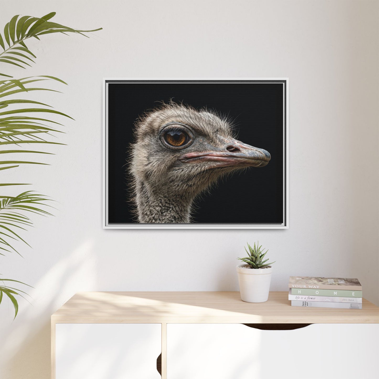 Framed Canvas Print — Ostrich In Colour