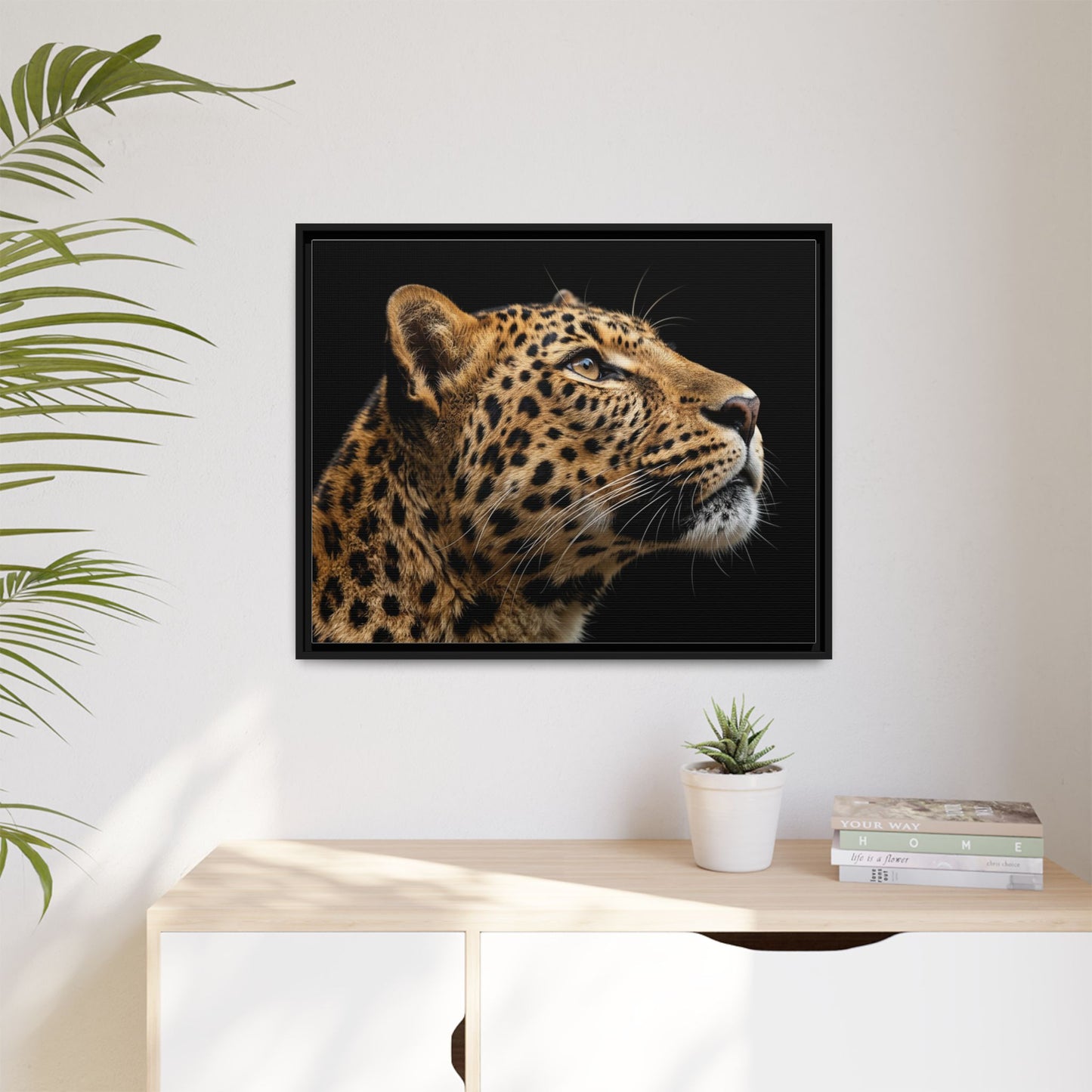 Framed Canvas Print — Leopard In Colour